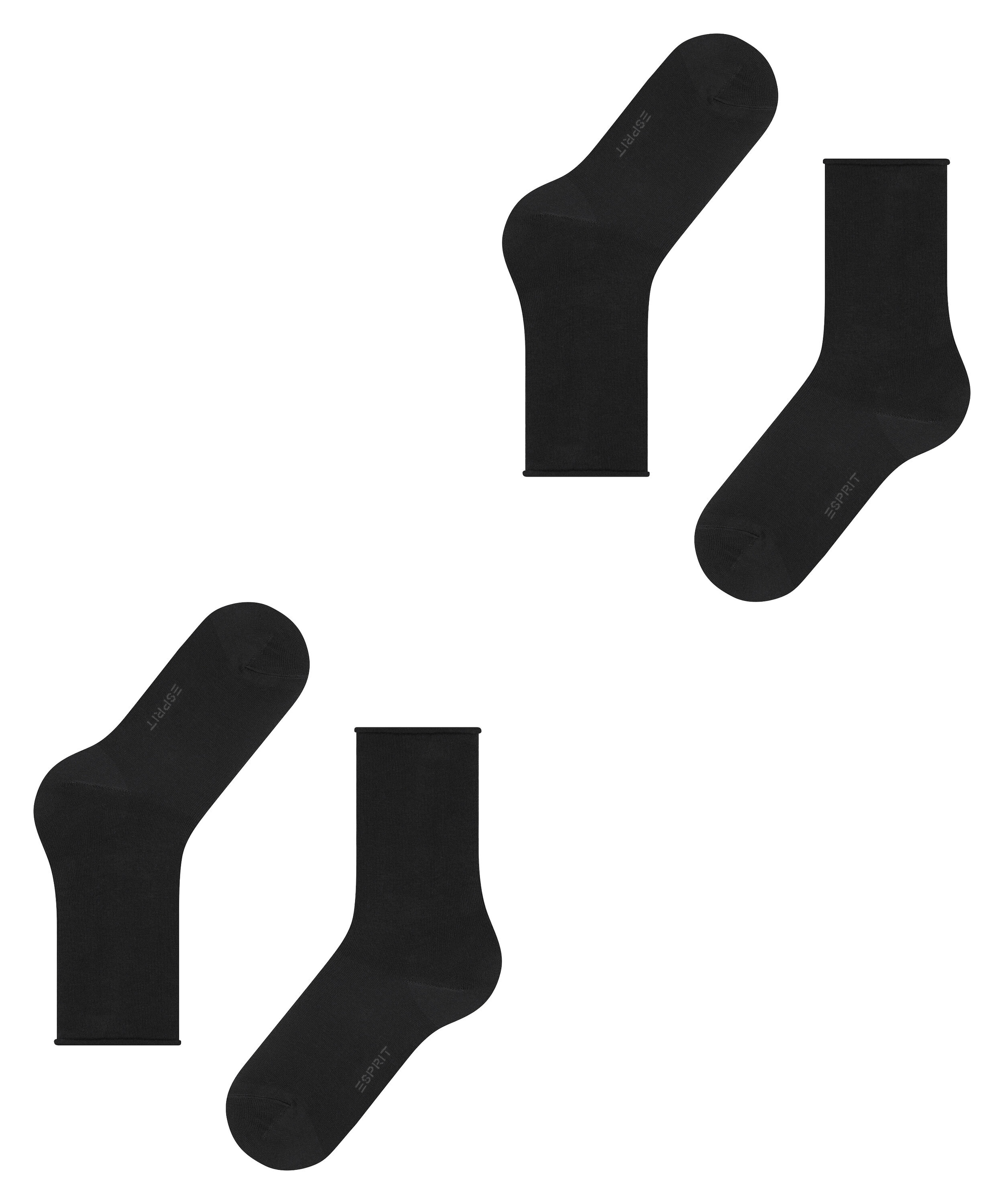Esprit Socken »Basic Pure« 2 Paar, 2 Paar tlg. ohne einschneidendes Bündchen, Basic-Socke, Uni-Strümpfe atmungsaktiv