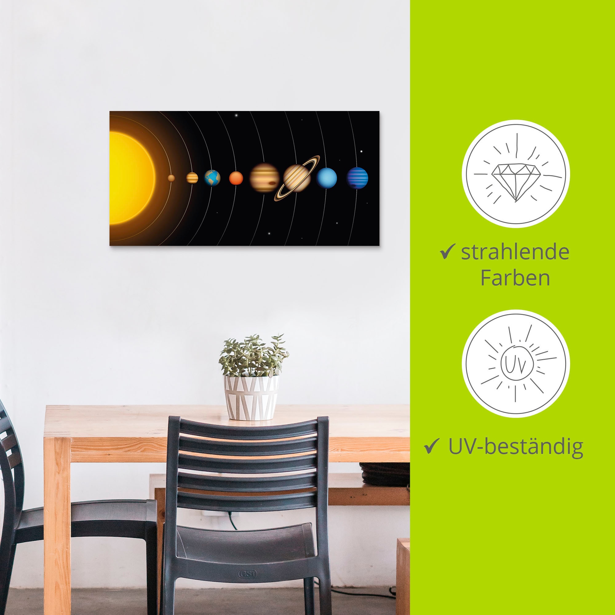 Artland Wandbild »Vector Sonnensystem mit Planeten«, Sonnensystem, (1 St.), als Alubild, Outdoorbild, Leinwandbild, Poster, Wandaufkleber