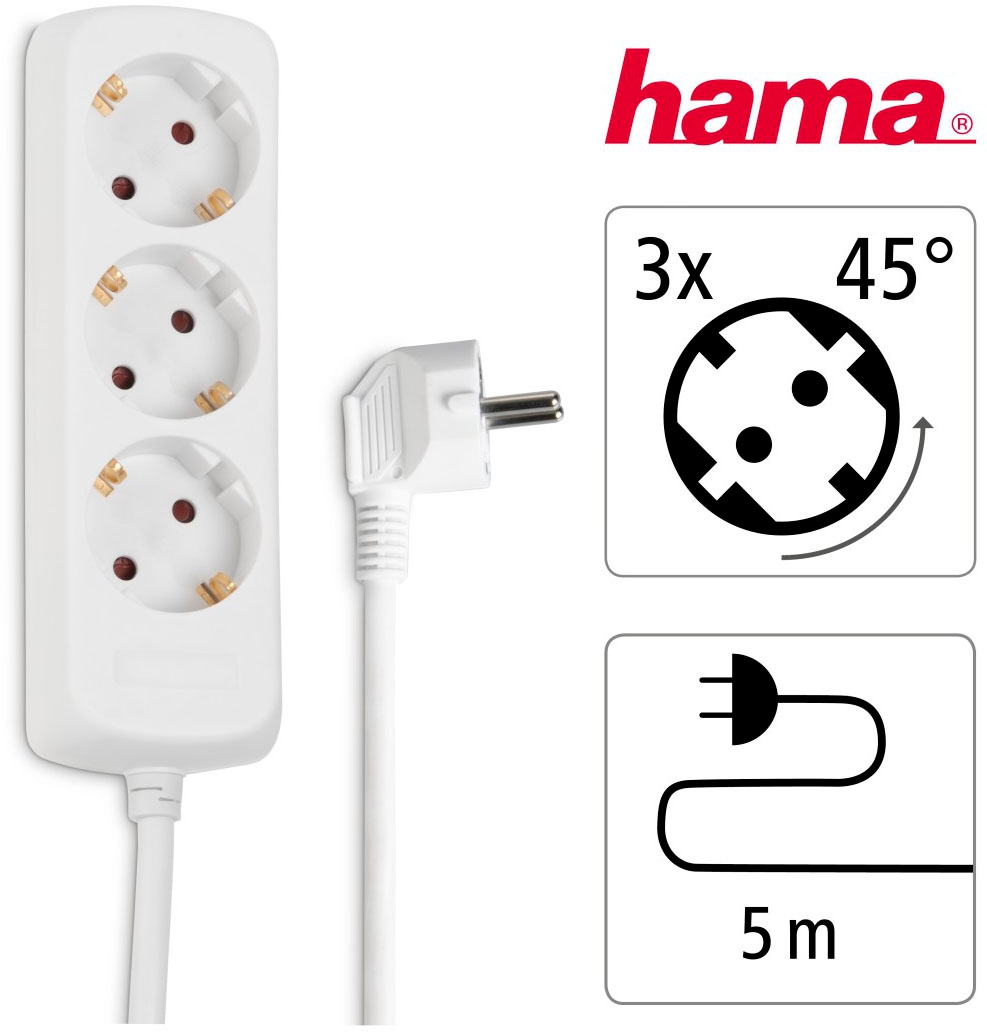 Hama Steckdosenleiste »Mehrfachsteckdose Weiß«, kaufen (Kabellänge 5m 5 in 3-fach, m) online 3-fach