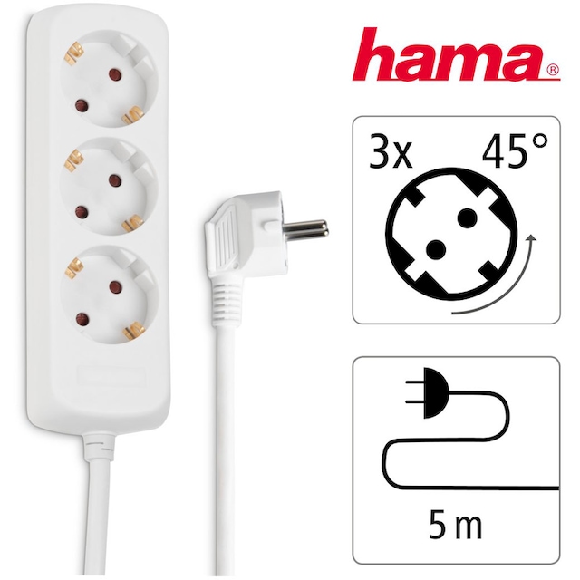 Hama Steckdosenleiste »Mehrfachsteckdose 3-fach, 5m in Weiß«, 3-fach,  (Kabellänge 5 m) online kaufen