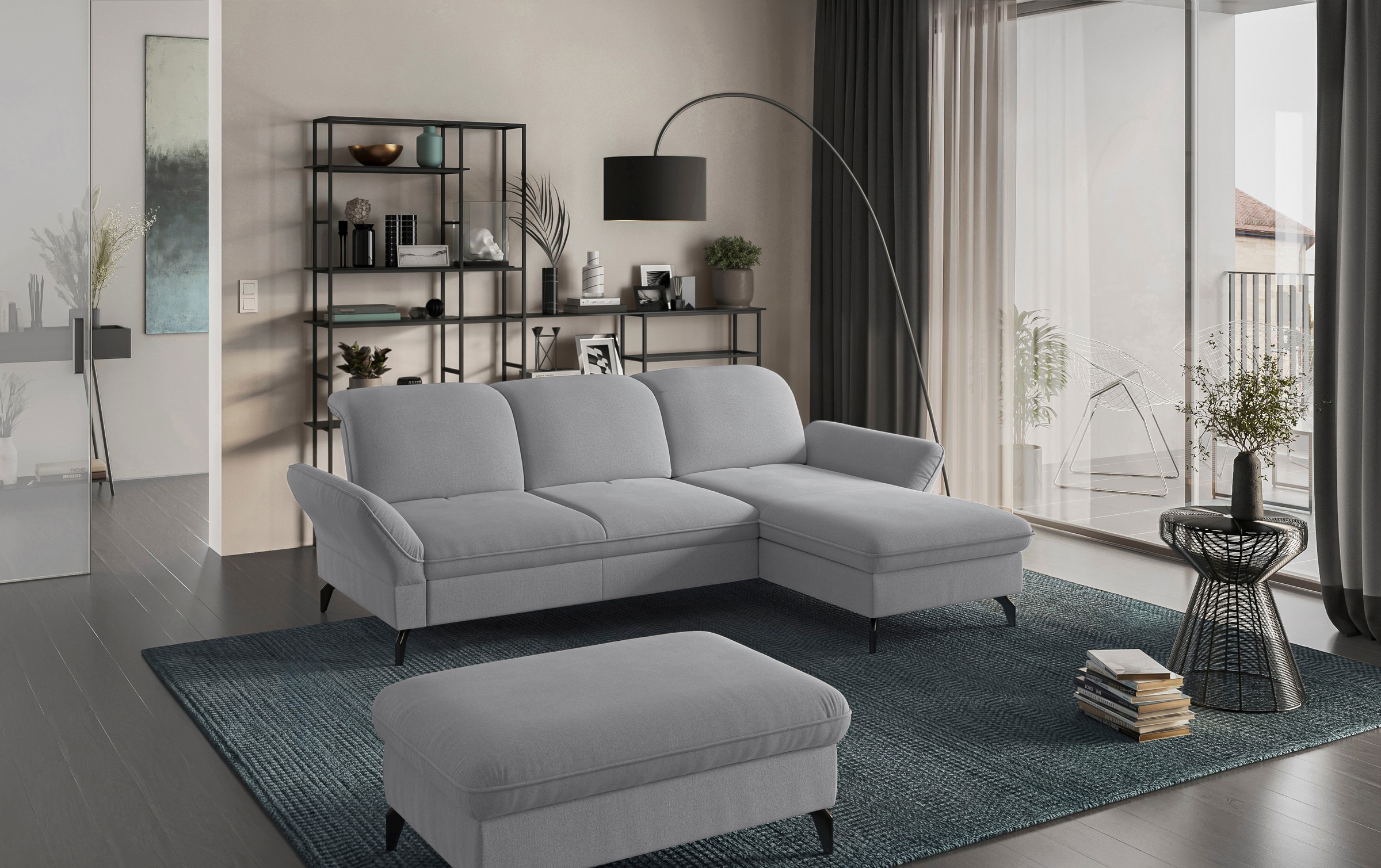 sit&more Ecksofa »Leandro L-Form«, Wahlweise mit Bett-, Kopfteil - und Armlehnfunktion, sowie Bettkasten