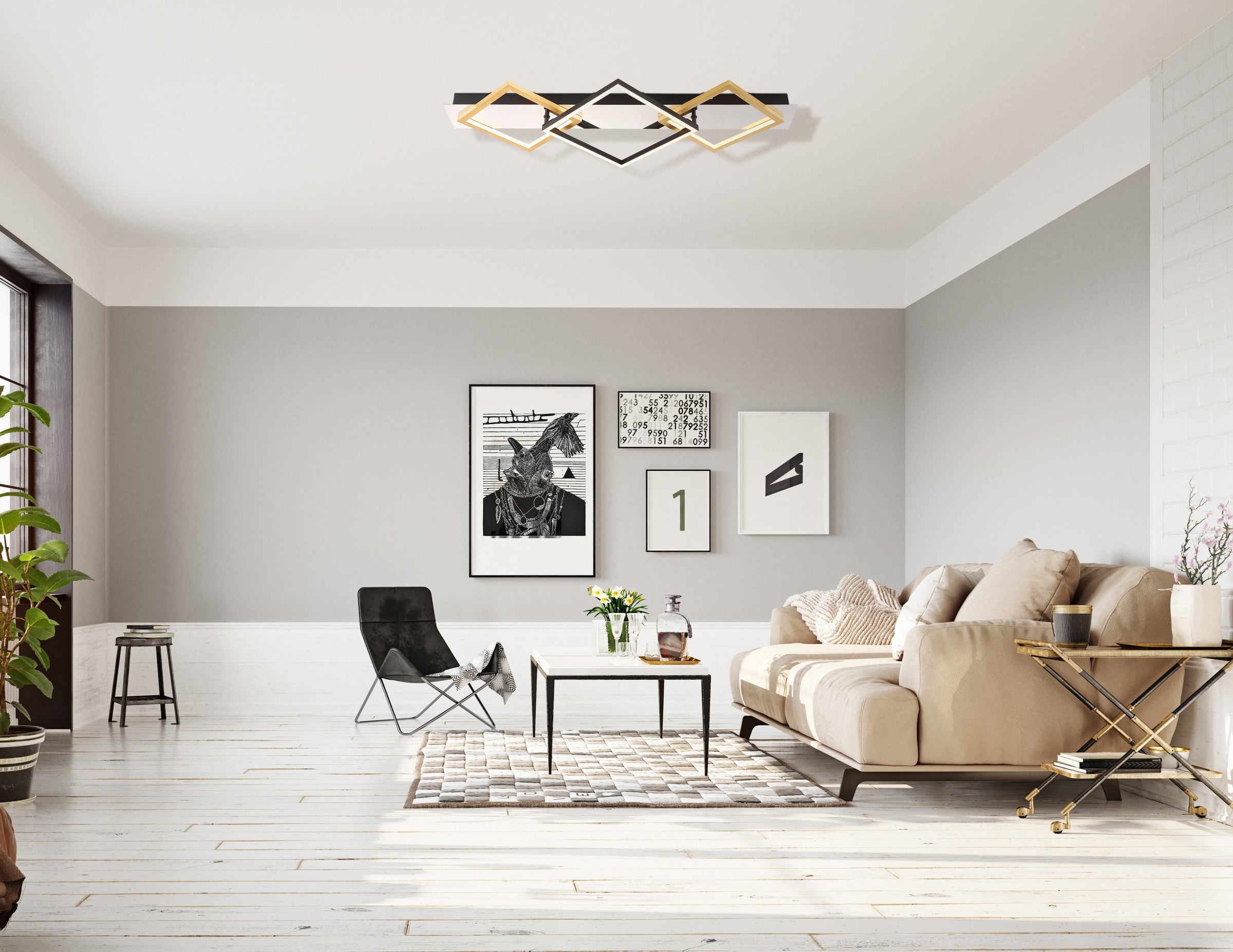 GLOBO LIGHTING LED Deckenleuchte »LESINA« LED-Modul Warmweiß Deckenlampe/Me günstig online kaufen