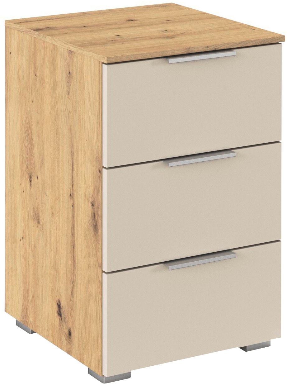 OTTO home Nachtkommode »Nachttisch Nachtkonsole AGORDO in Dekor- oder Hochglanzfront« in zwei Griff-Farben, Breite 40 cm,  mit 3 geräumigen Schubladen für viel Stauraum MADE IN GERMANY