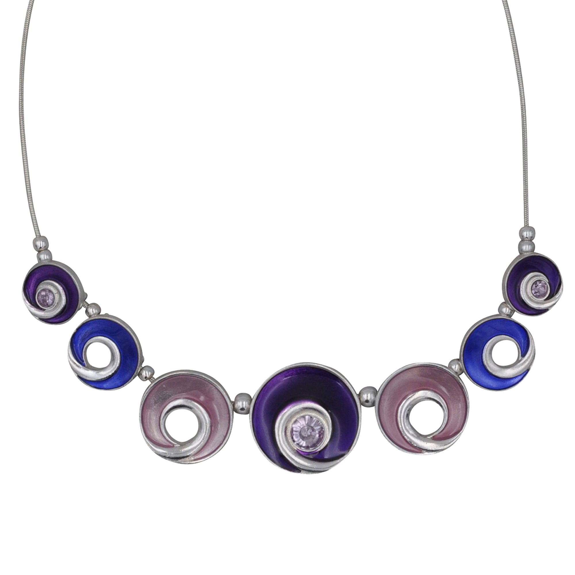 Steuer Lange Kette »Metallcollier silberfarben mit 7 Anhängern lilatöne«