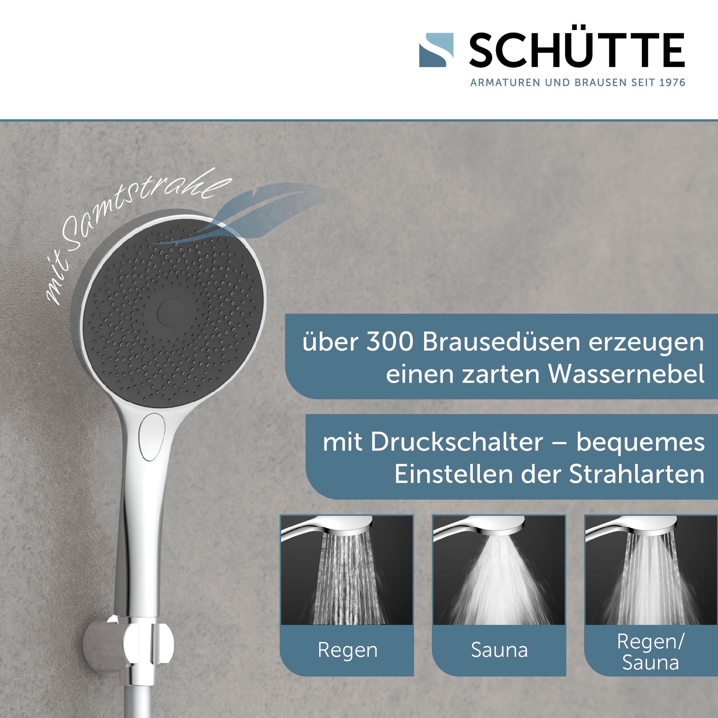 Schütte Handbrause »CAPRI«, Duschbrause, 3-fach verstellbar, Antikalk, wassersparend