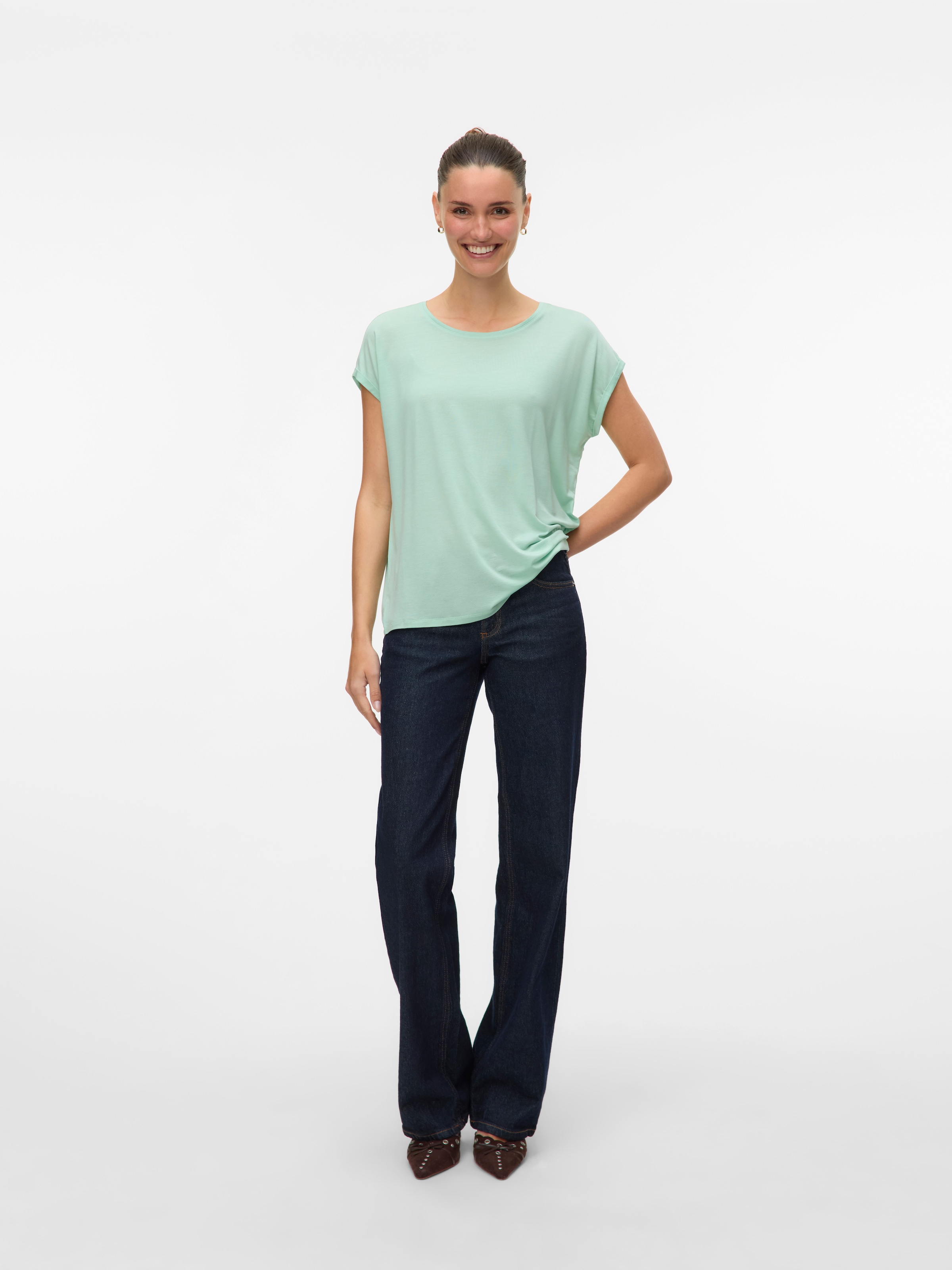 Vero Moda Rundhalsshirt »VMAVA PLAIN SS TOP GAJRS NOOS«