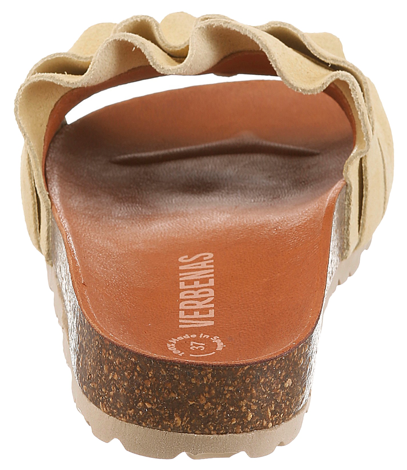 VERBENAS Pantolette »Rocio Roda«  Sommerschuh, Flat mit geschwungenen Laschenstoff