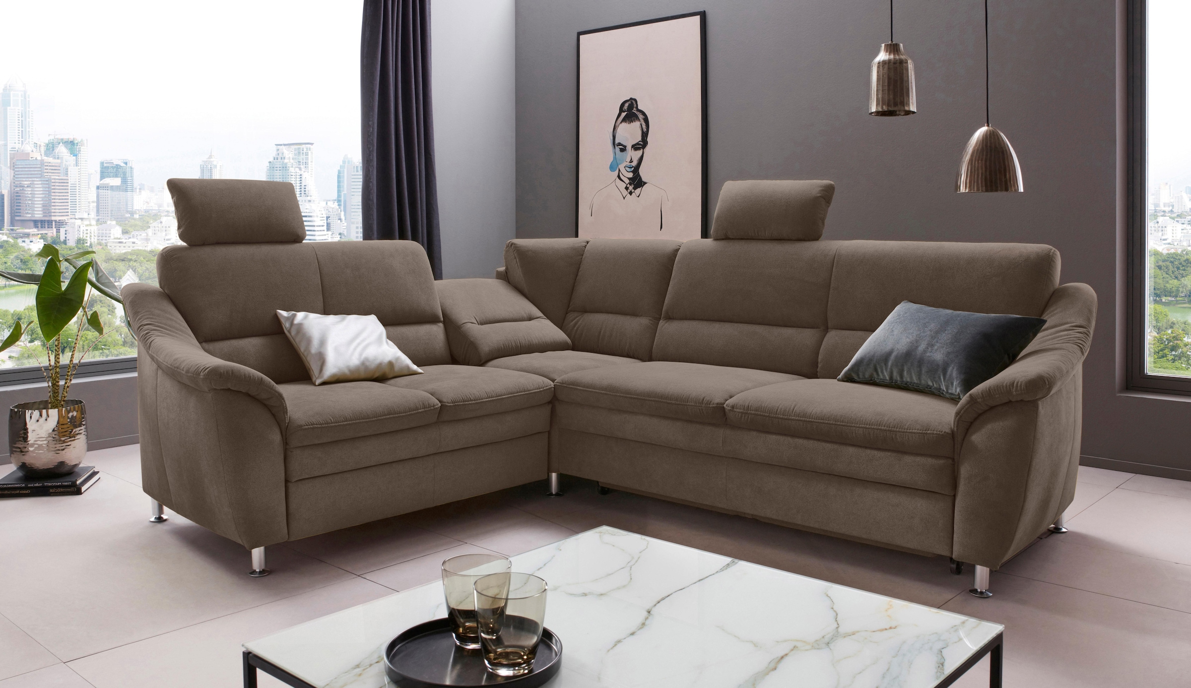 Places of Style Ecksofa »Cardoso L-Form«, Federkern, wahlweise mit Bett, Sc günstig online kaufen