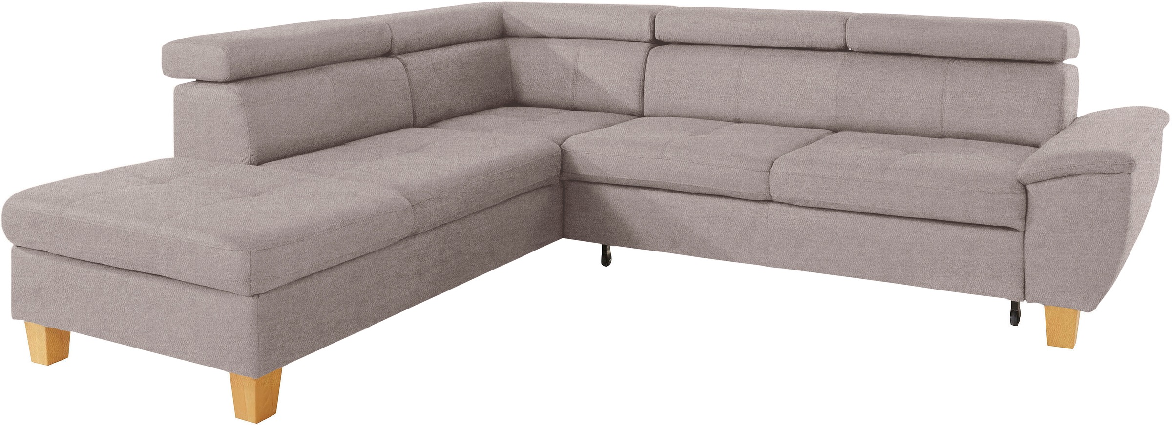 exxpo - sofa fashion Ecksofa »Enya, aufwendige Detailverarbeitung, hoher Sitzkomfort, bequem, L-Form«, mit Kopfteilverstellung, wahlweise Bettfunktion u. Bettkasten