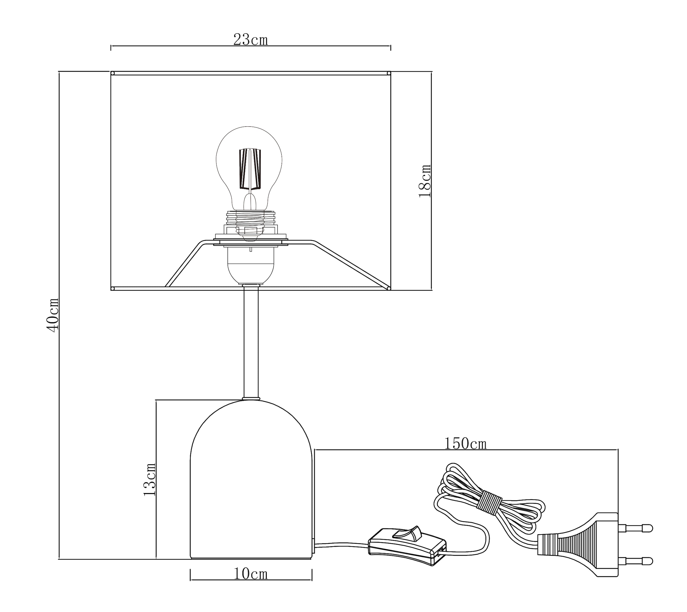 OTTO home Tischleuchte »Charleen« E27 1 Stk. LED max. 6 Watt, Metallfuß, Leinenschirm Ø 23 cm