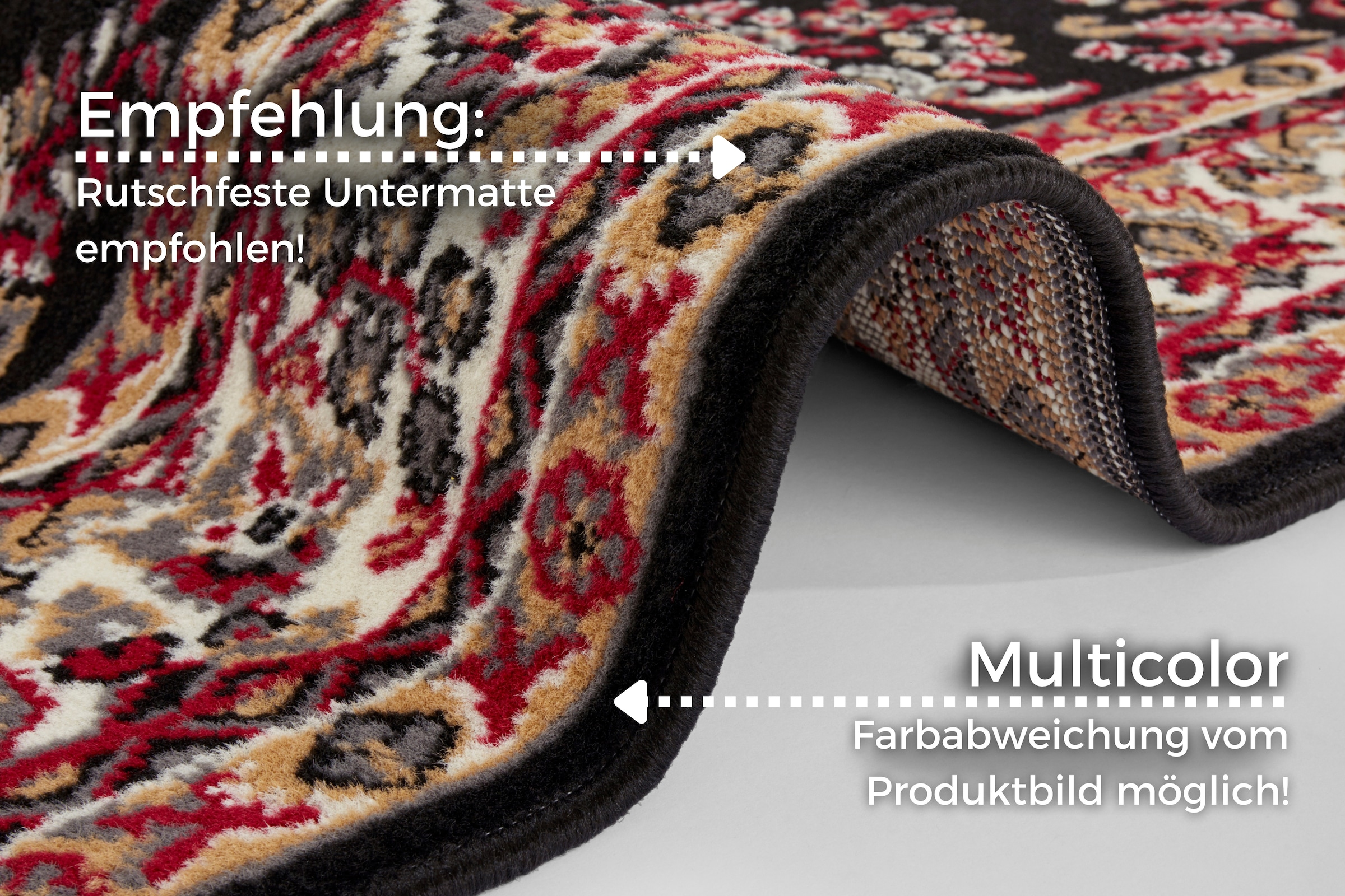 my home Teppich »Halton«, rechteckig, 8 mm Höhe, Kurzflor, Orient-Optik, mit Bordüre, Läufer, pflegeleicht, gekettelt