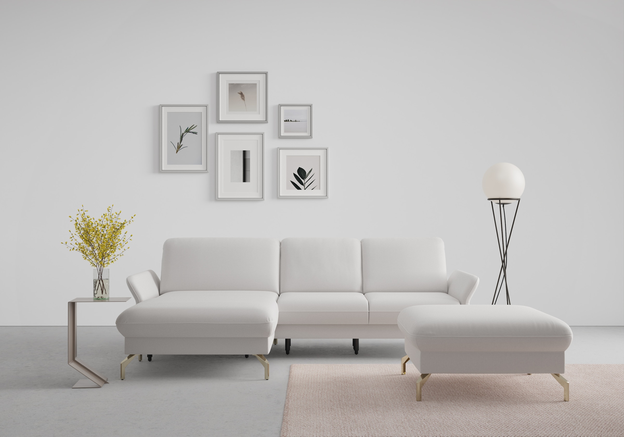 sit&more Ecksofa »Fashion L-Form«, wahlweise mit Kopfteilverstellung, Vorziehsitz, motorisch, Nickelfüße