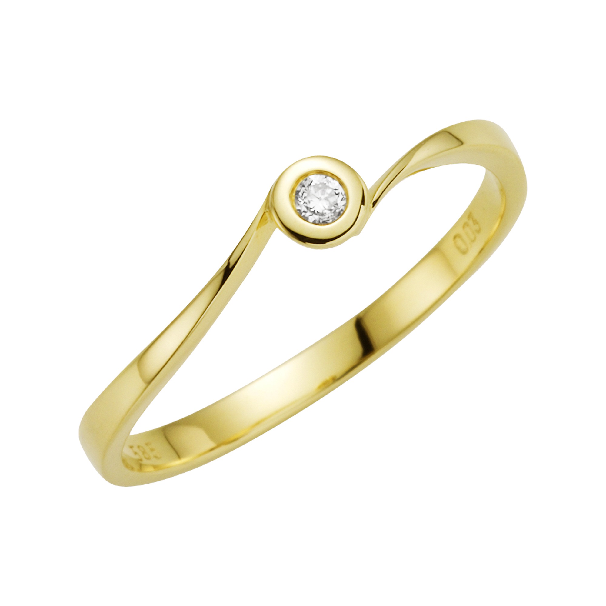 Fingerring „585 Gold Brillant 0,03ct.“ gelb + weiß 0,03 ct SI = kleine Einschlüsse 060 (19,1) – 0,03 ct SI = kleine Einschlüsse