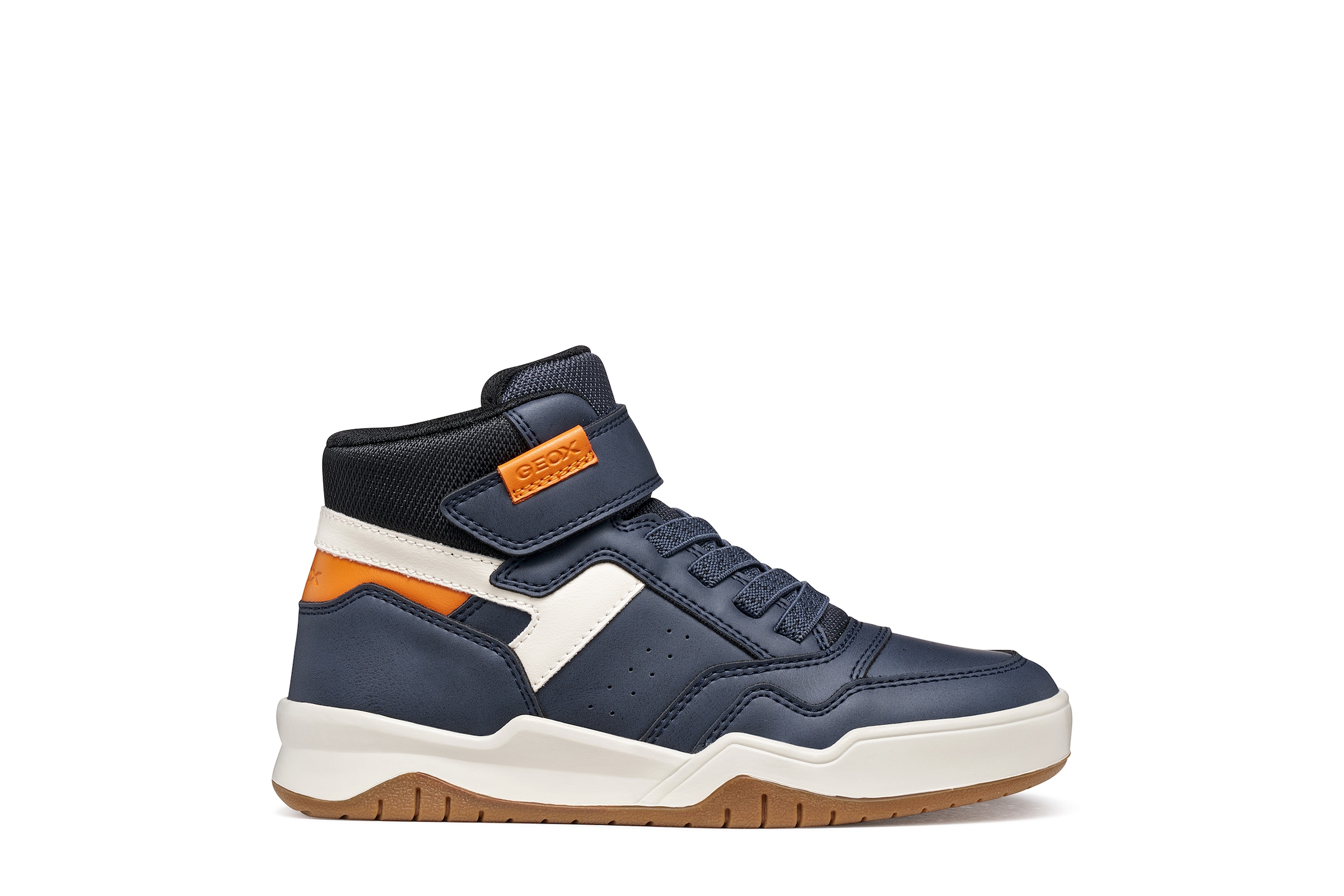Geox Sneaker »J PERTH BOY«  Freizeitschuh mit Kontrastbesätzen, Gummizug und Klettriemchen