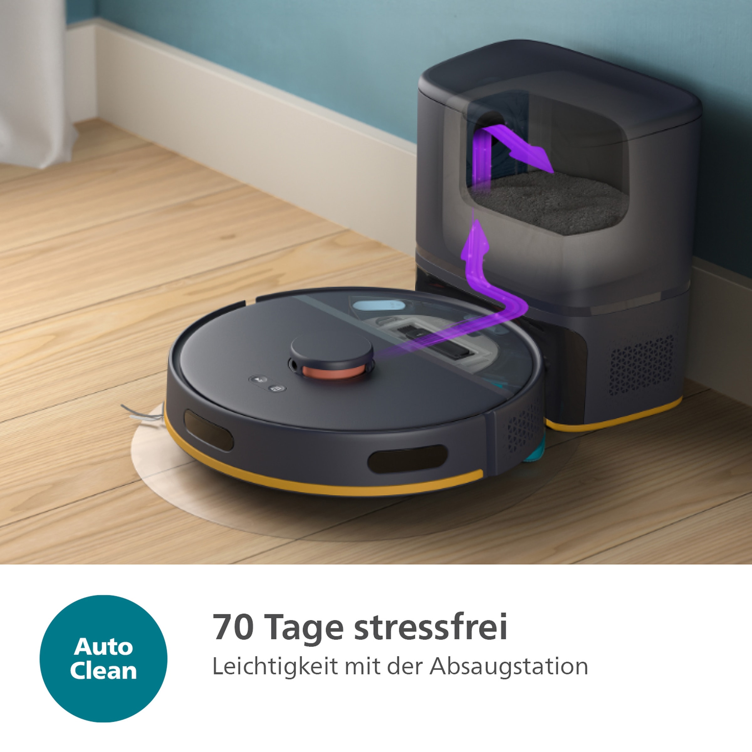 Philips Nass-Trocken-Saugroboter »XU2100/10 2000 Series, mit Teppich-Boost Funktion«, LDS-Radarnavigationssystem, HomeRun App, inkl. Entleerungsstation