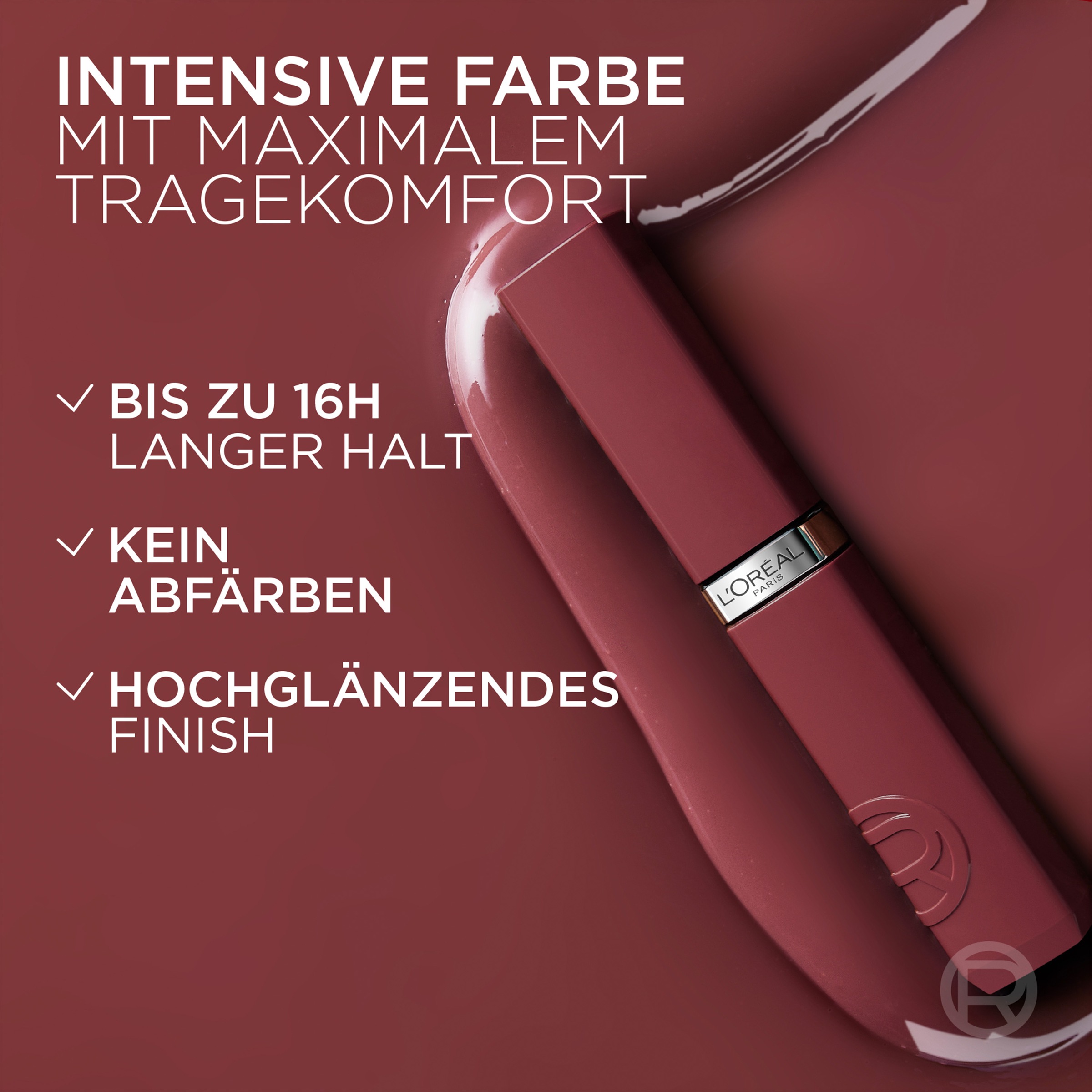 L'ORÉAL PARIS Lippenstift »INFAILLIBLE LAQUE RESISTANCE 16H« für langanhaltenden Glanz und intensive Feuchtigkeit