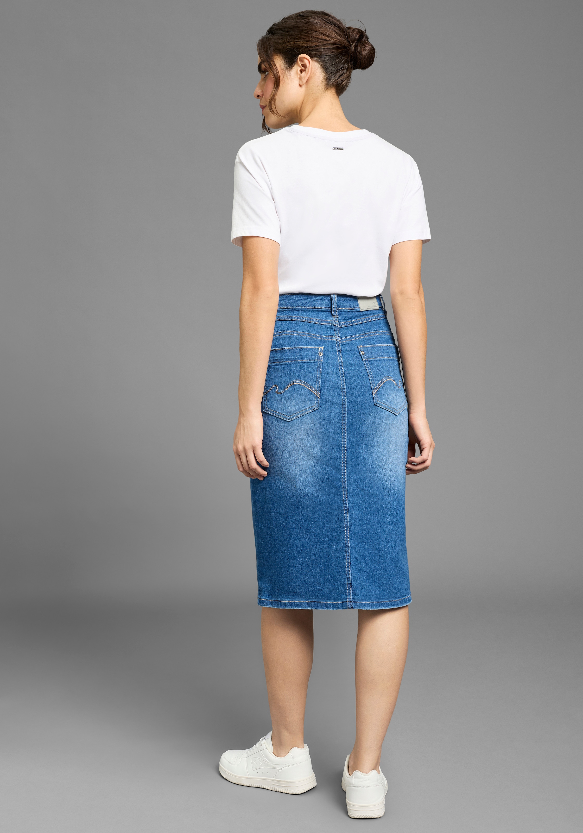 KangaROOS Jeansrock in Midilänge mit Schlitz