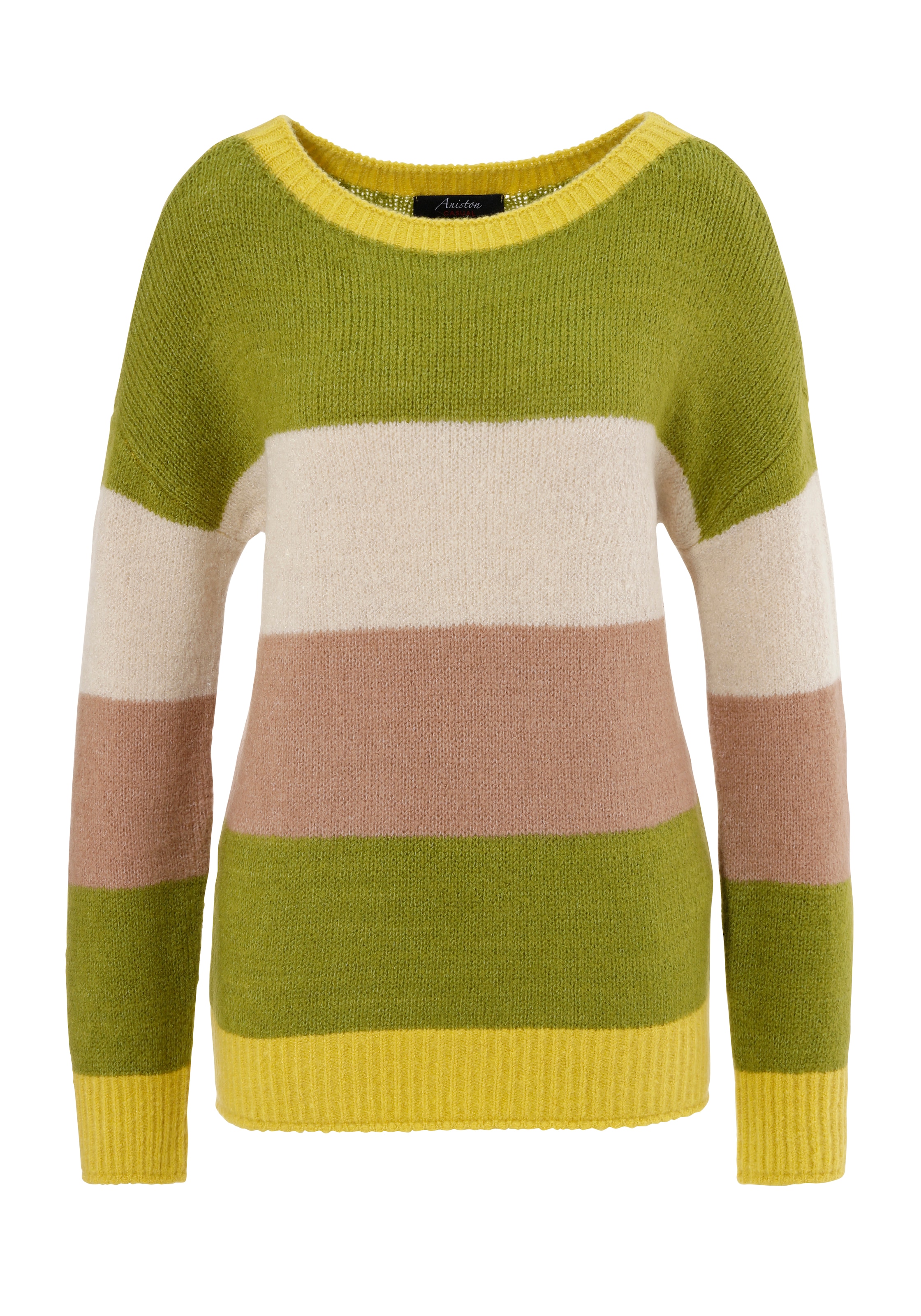 Aniston CASUAL Strickpullover, mit trendfarbenen, breiten Ringeln