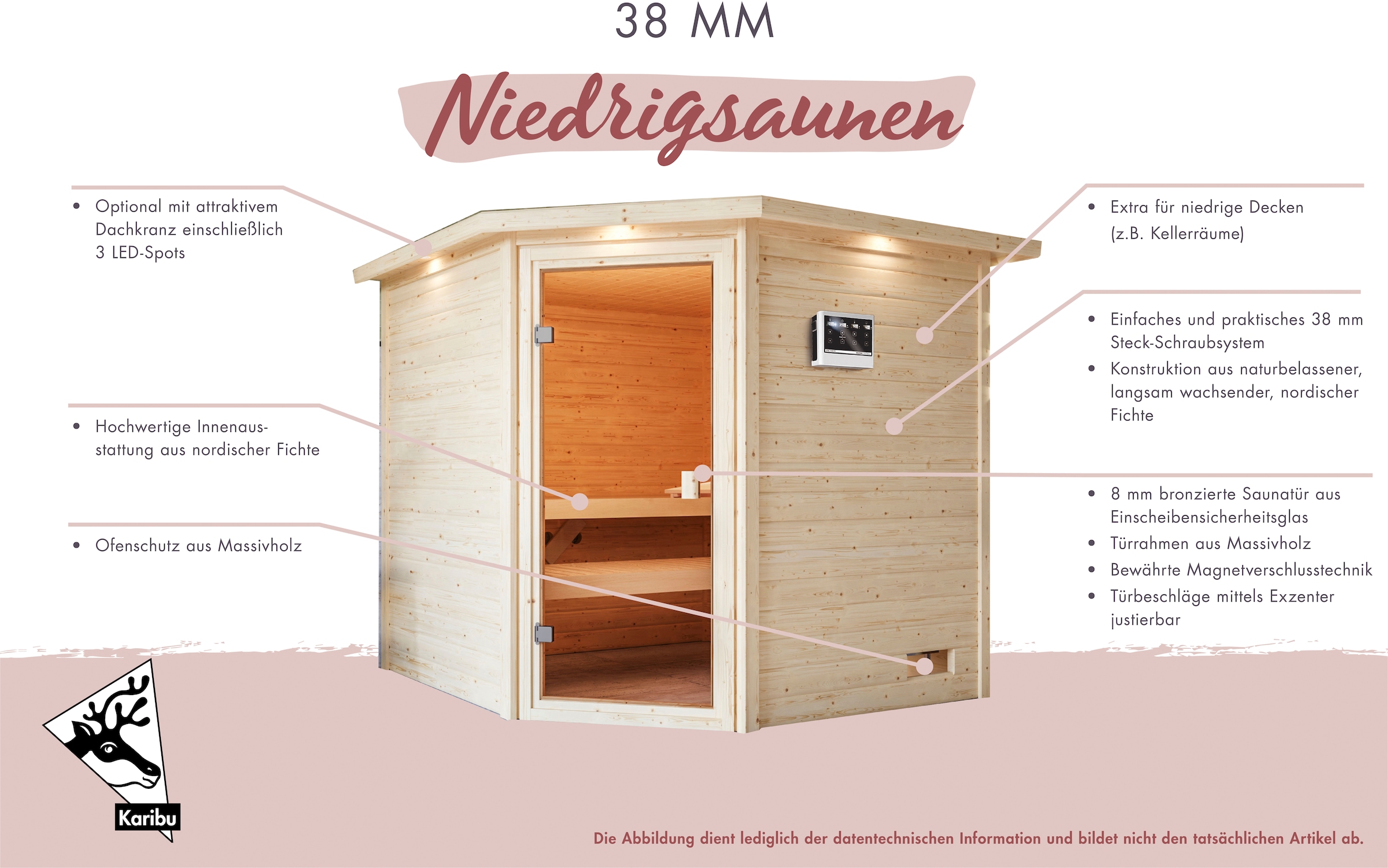 welltime Sauna »»Josie««, 9-kW-Ofen mit int. Steuerung