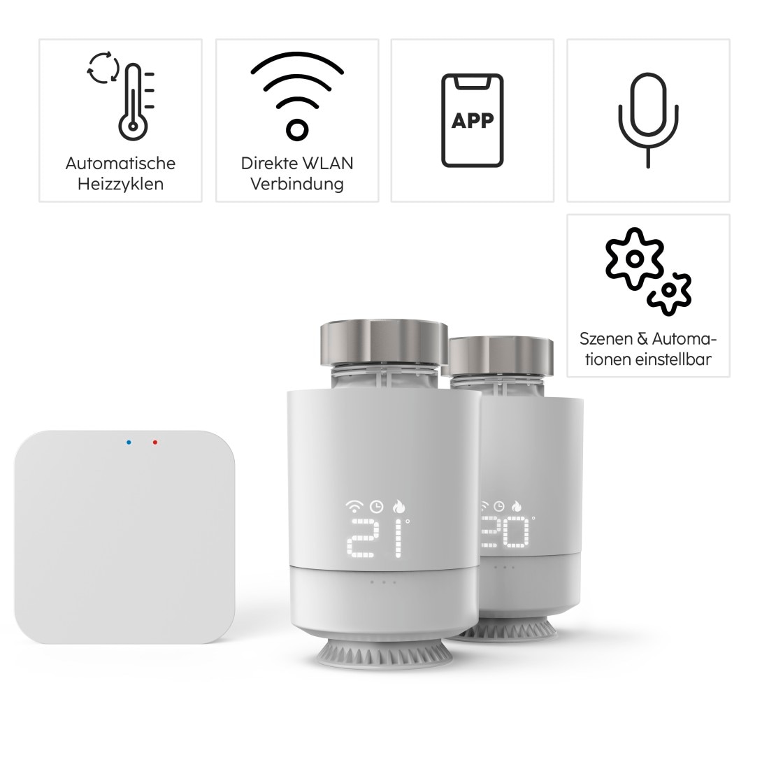 Hama Heizkörperthermostat »2x smartes Heizkörperthermostat + Hub (komp. mit Alexa, Google, Siri)«