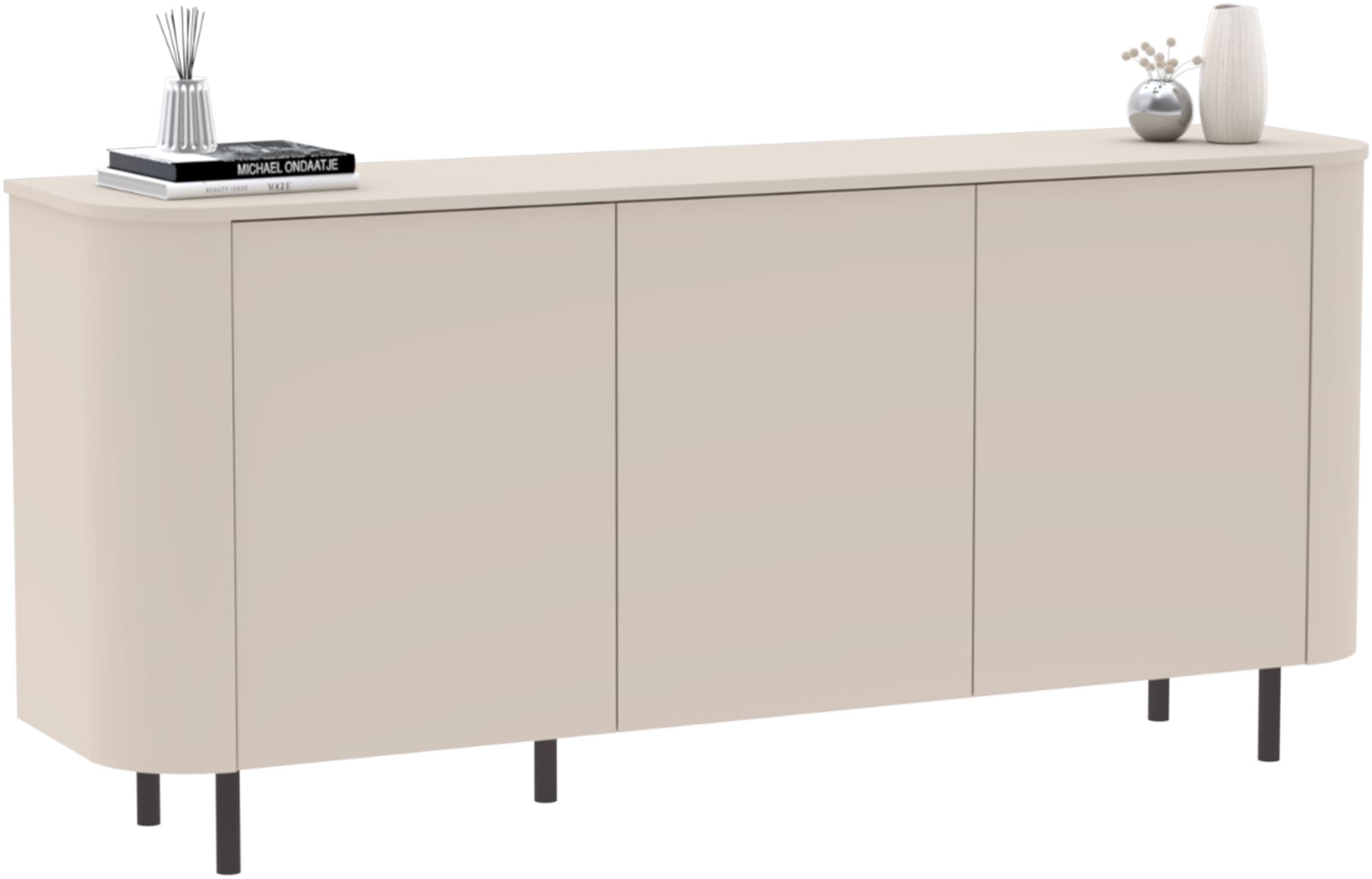 INOSIGN Sideboard »Lido, 181 cm breit, 3 Türen, Anrichte, Kommode, Stauraumschrank« Formgebogenes MDF, Stirnseiten mit Rundung, Push-to-open, Metallfüße