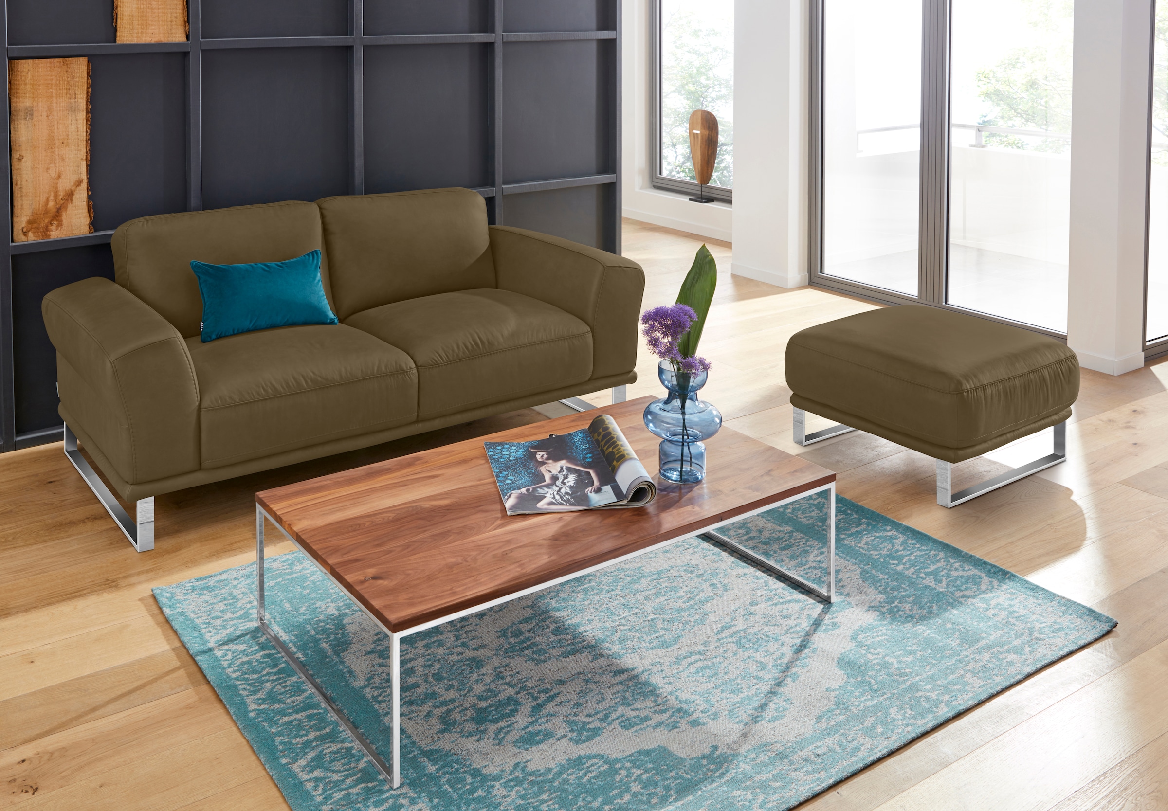 W.SCHILLIG Hocker »montanaa«, mit Metallkufen in Chrom glänzend, Breite 71 cm