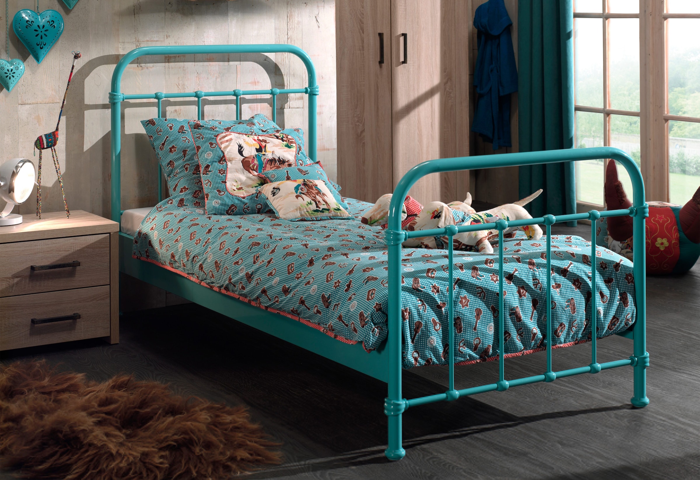 Vipack Einzelbett »New York, Bettgestell Metall, Pulverbeschichtet, In Zeitlosem Design« H/T Ca. 100x210cm, Inkl. Lattenrost, Sehr Stabil Gebaut,