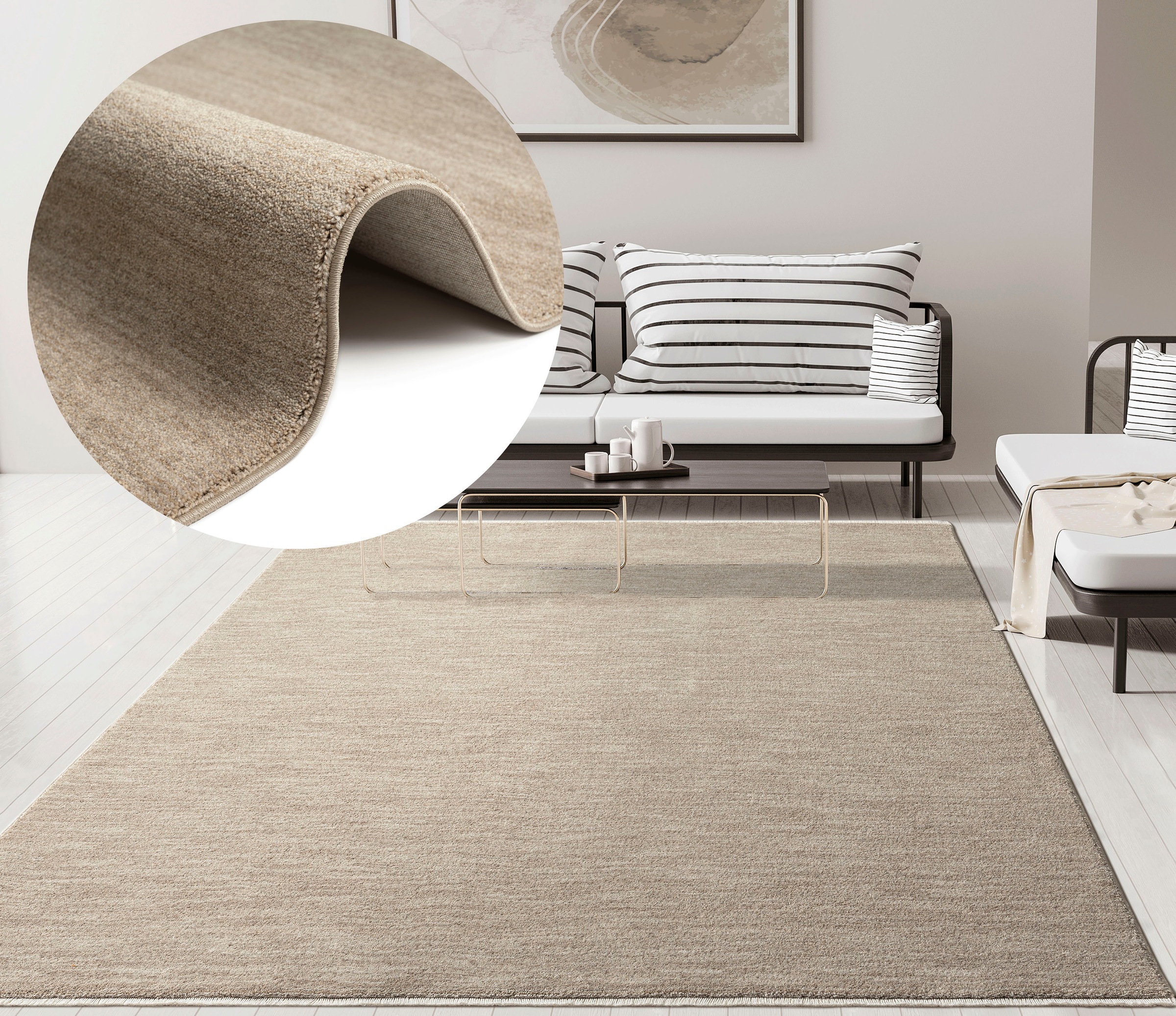 merinos Teppich »Impulse 52031«, rechteckig, dichter farblich moderner  Kurzflorteppich mit Fransen, Wohnzimmer bequem und schnell bestellen | Kurzflor-Teppiche