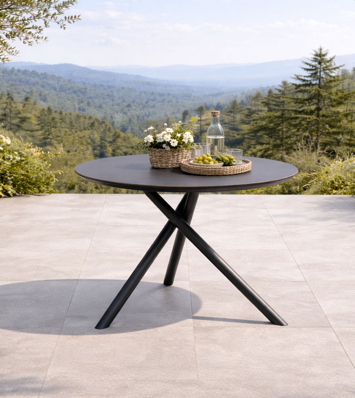 Destiny Garten-Essgruppe »LUCCA BARLETTA 2 Se + Tisch Ø 110x75cm, anthrazit« Set, 10 Stk. tlg. Aluminium, Olefin-Rope, HPL