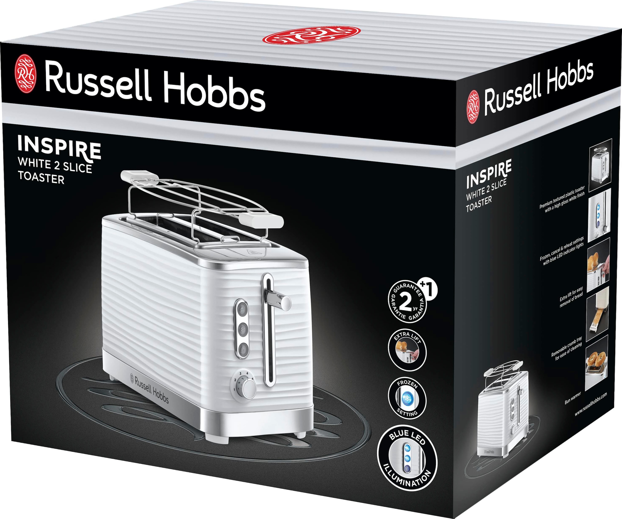 RUSSELL HOBBS Toaster »Inspire 24370-56«, 2 kurze Schlitze, 1050 W, 2 extra  breite Toastschlitze, Brötchenaufsatz & Krümelschublade online kaufen