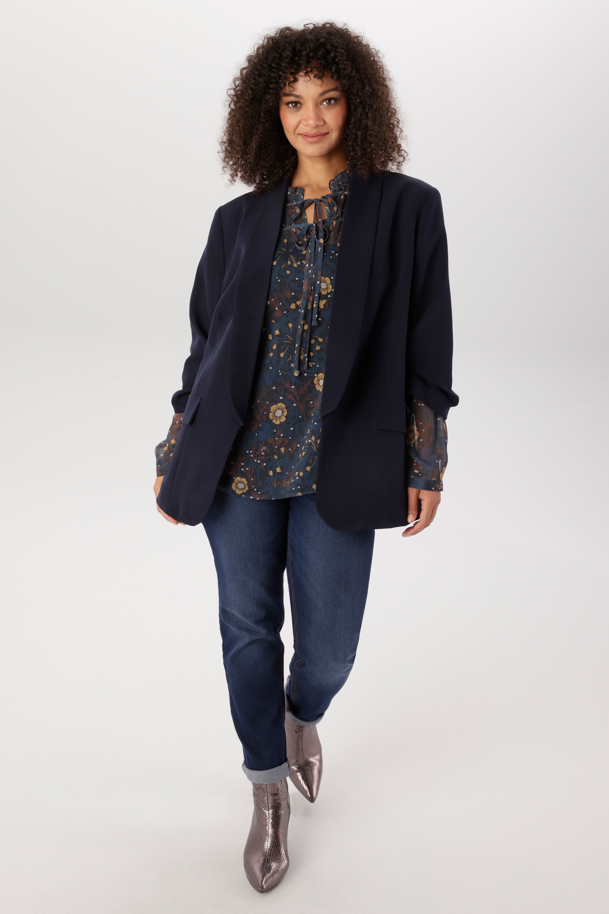 Aniston PLUS Longblazer mit 3/4 langen, gerafften Ärmeln - NEUE KOLLEKTION