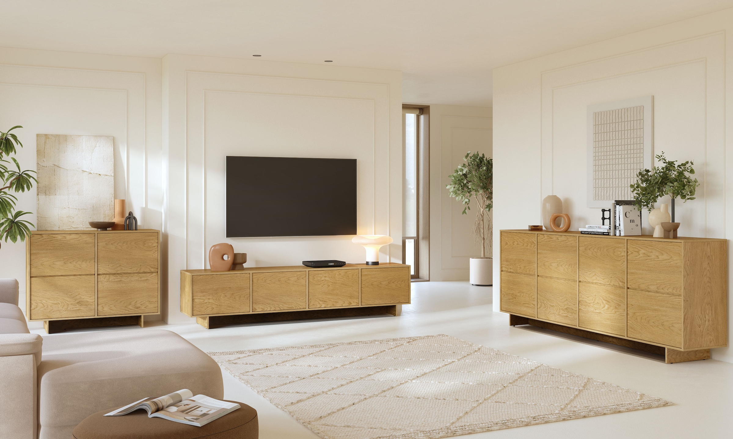OTTO home Sideboard »Tatami, Stilvolle, moderne grifflose Kommode 4 Türen, Breite 220cm« Anrichte mit viel Stauraum, Böden verstellbar, push-to-open-Funktion