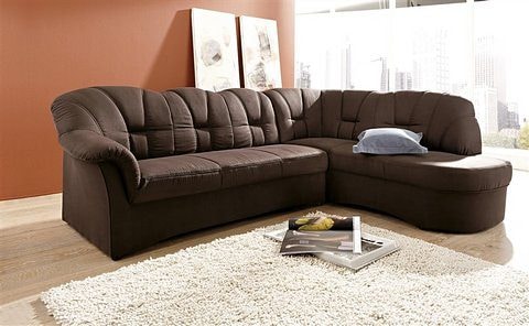 DOMO collection Ecksofa »Papenburg, zeitlose Rückensteppung, elegante Armlehne, L-Form«, mit Ottomane, wahlweise mit Bettfunktion