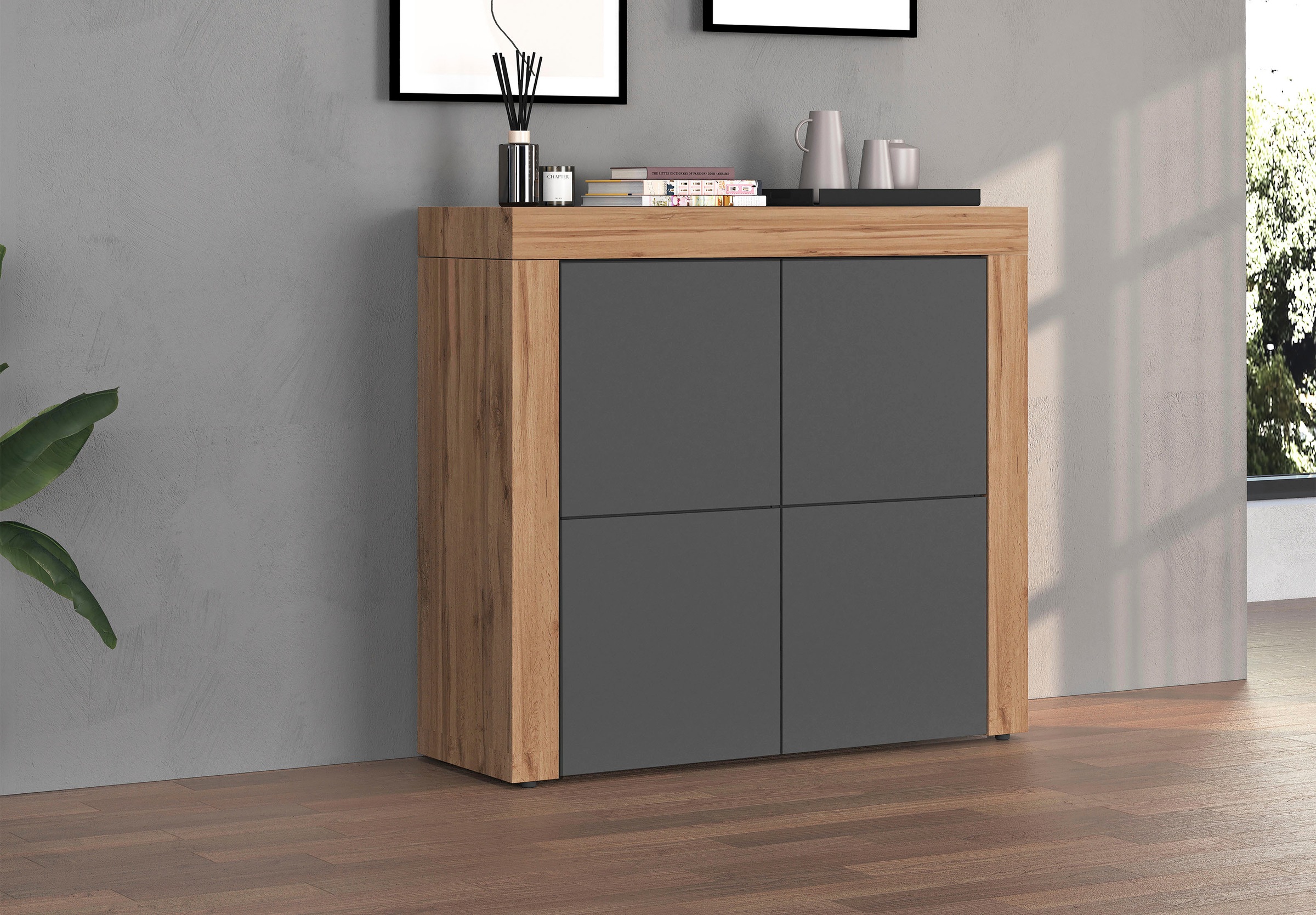 INOSIGN Highboard »CHRONOS Breite 140 cm mit 4 Türen und 8 Fächer 'Made in Italy'« 1 Stk. tlg. Hohes Sideboard, Kommode, Schrank, Grifflos mit Push to Open