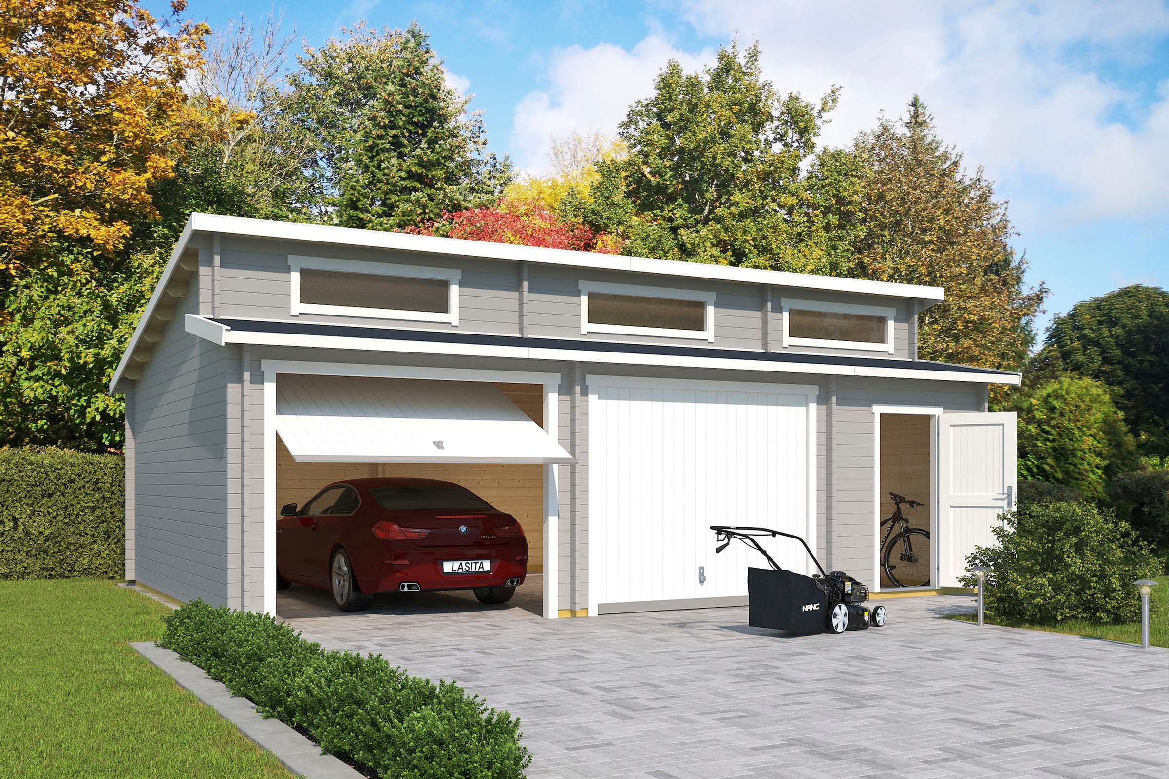 LASITA MAJA Garage »Hawaii«, (Set, für 2 Fahrzeuge geeignet), Garage + 2 Sc günstig online kaufen