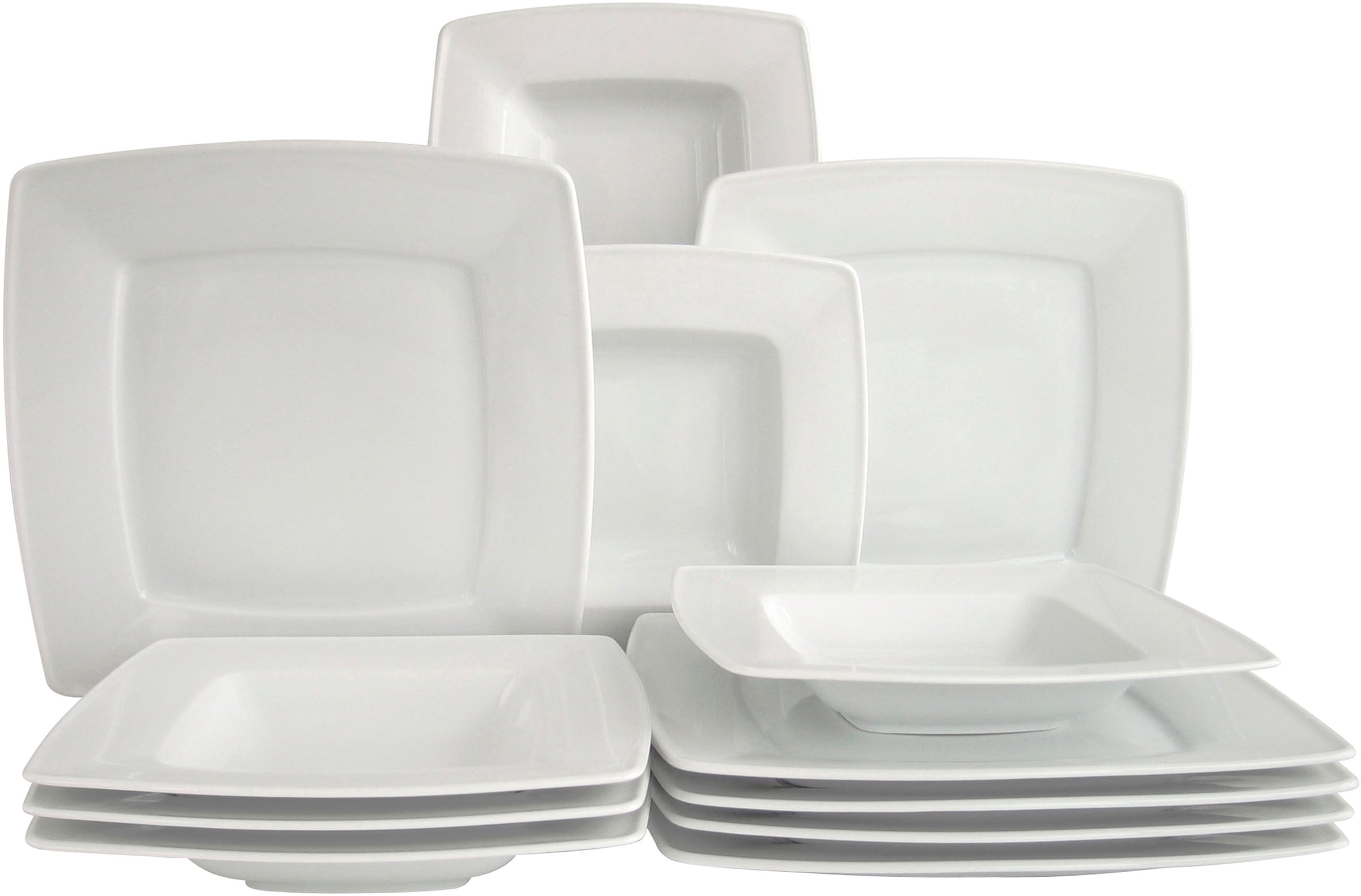 CreaTable Tafelservice »Victoria Weiss«, (Set, 12 tlg.), klassisch weiß für den täglichen Gebrauch