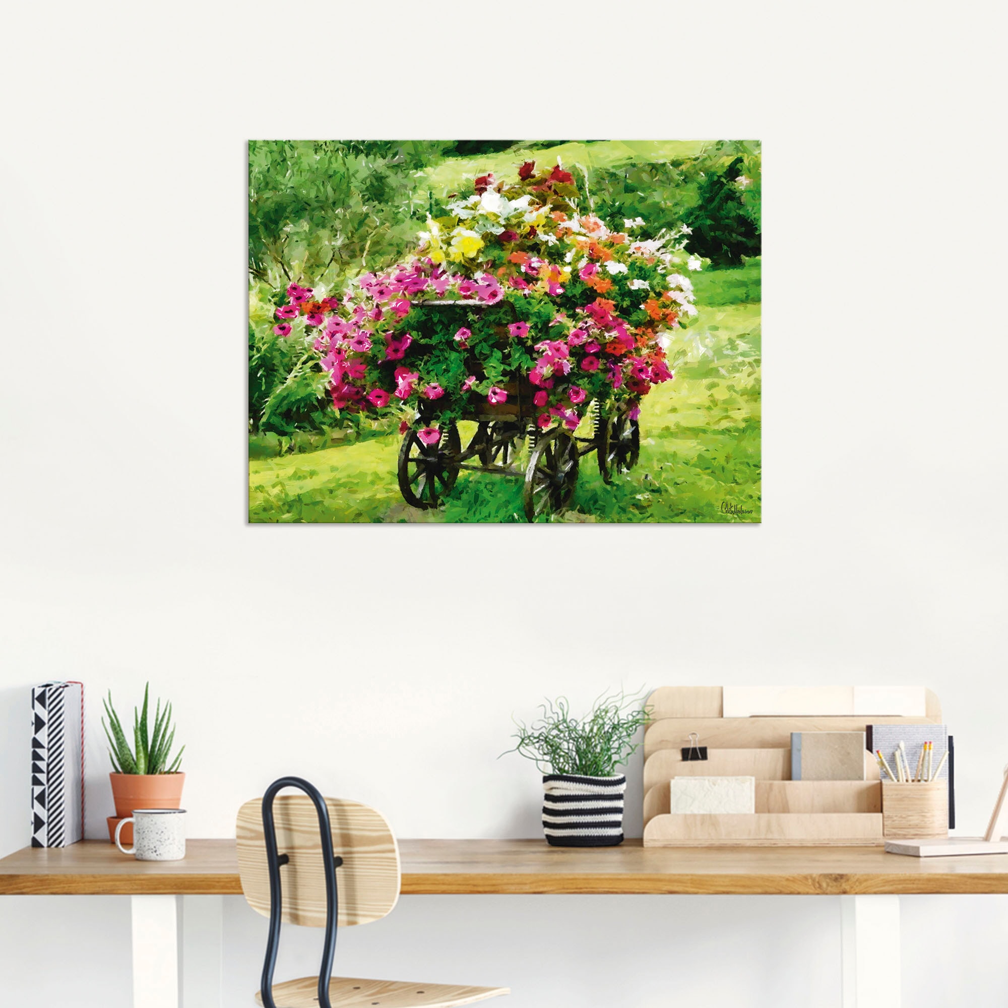 Artland Wandbild »Kutsche mit Blumen«, Blumenbilder, (1 St.), als Alubild, Outdoorbild, Leinwandbild, Poster in verschied. Größen