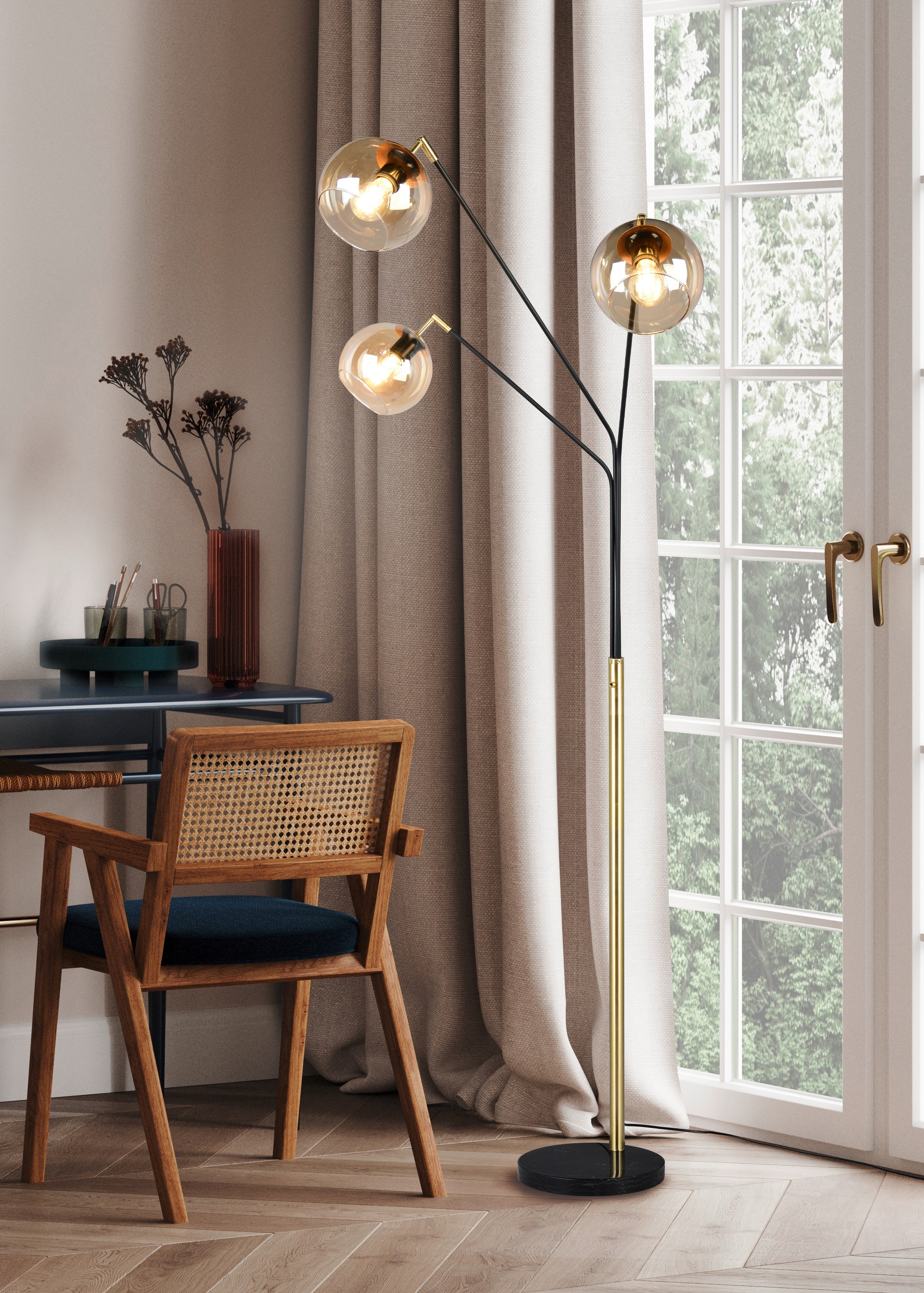 TRIO Leuchten Stehlampe »PAXTON, dreiflammige Stehleuchte, Glas Lampenschir günstig online kaufen
