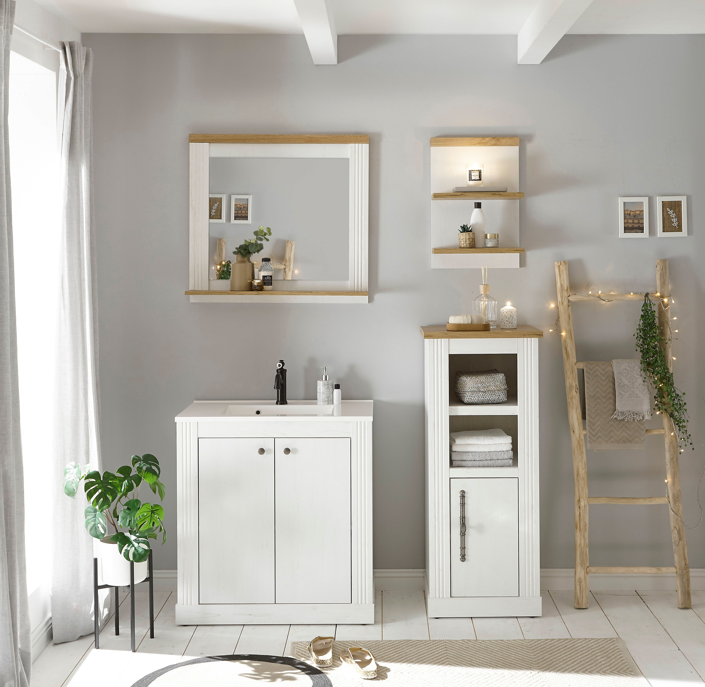 Home affaire Badmöbel-Set »WESTMINSTER, Bad im Landhausstil, 2-teiliges Bad günstig online kaufen