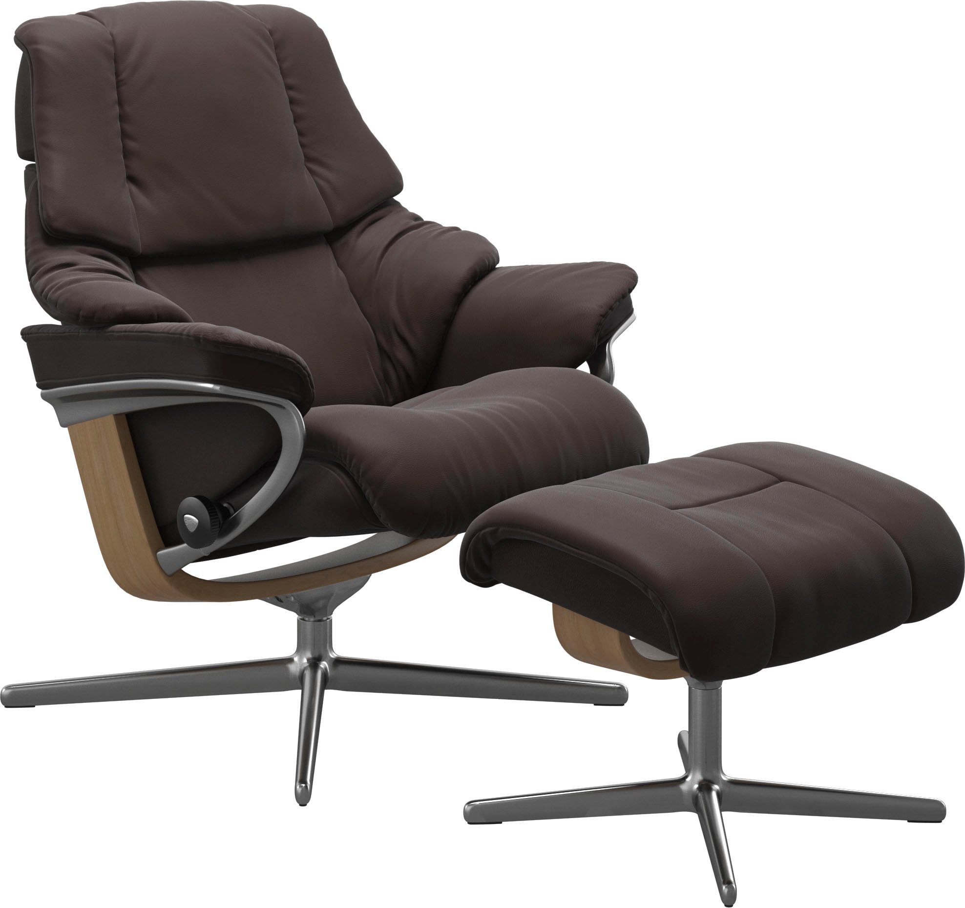 Stressless® Relaxsessel »Reno«, (Set, Relaxsessel mit Hocker), mit Hocker, mit Cross Base, Größe S, M & L, Holzakzent Eiche