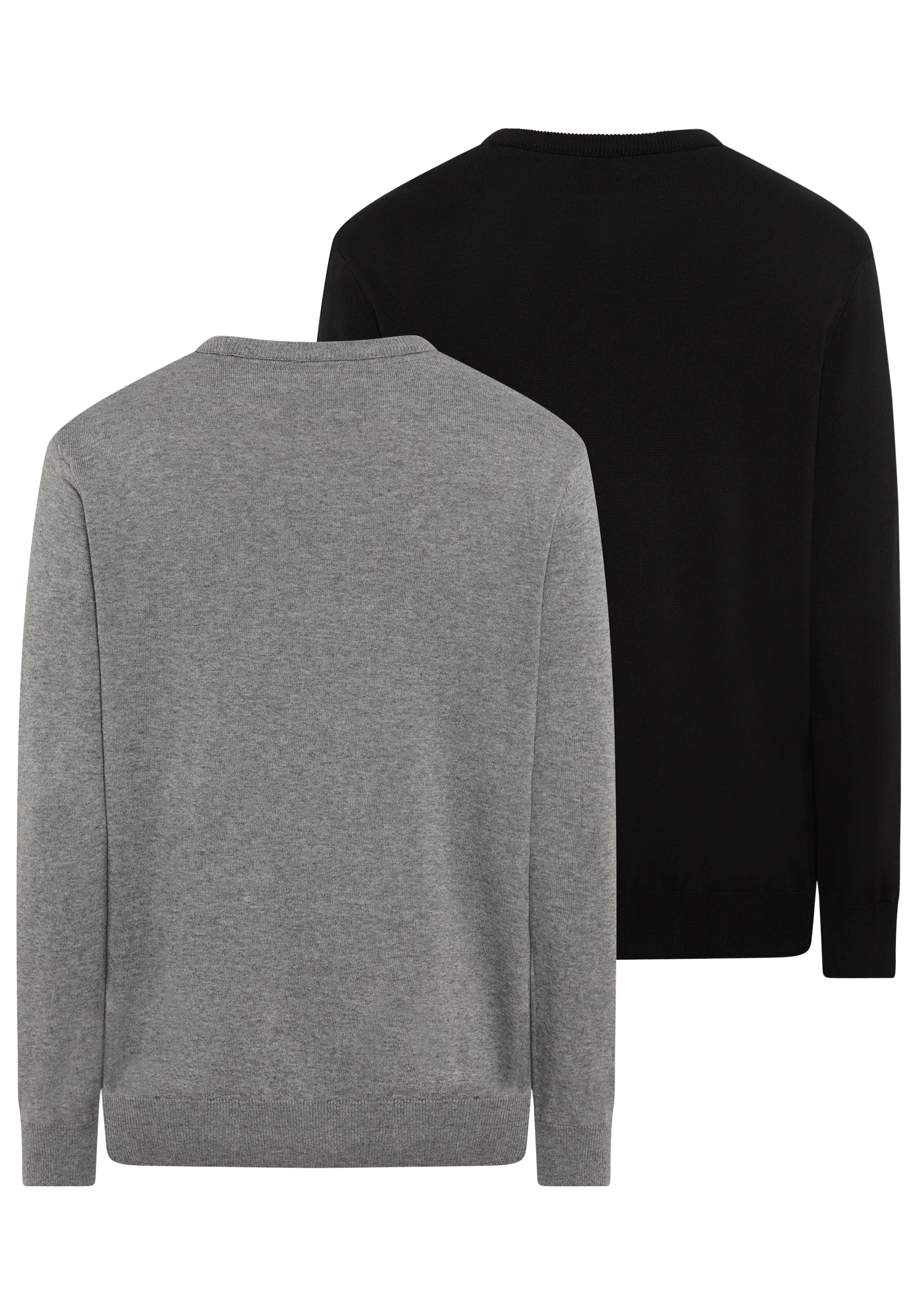 Man's World Rundhalspullover »Neue Kollektion! DP Grau & Schwarz« 2-er Pack,  in Feinstrick, ideal für die Übergangszeit, Basic Style