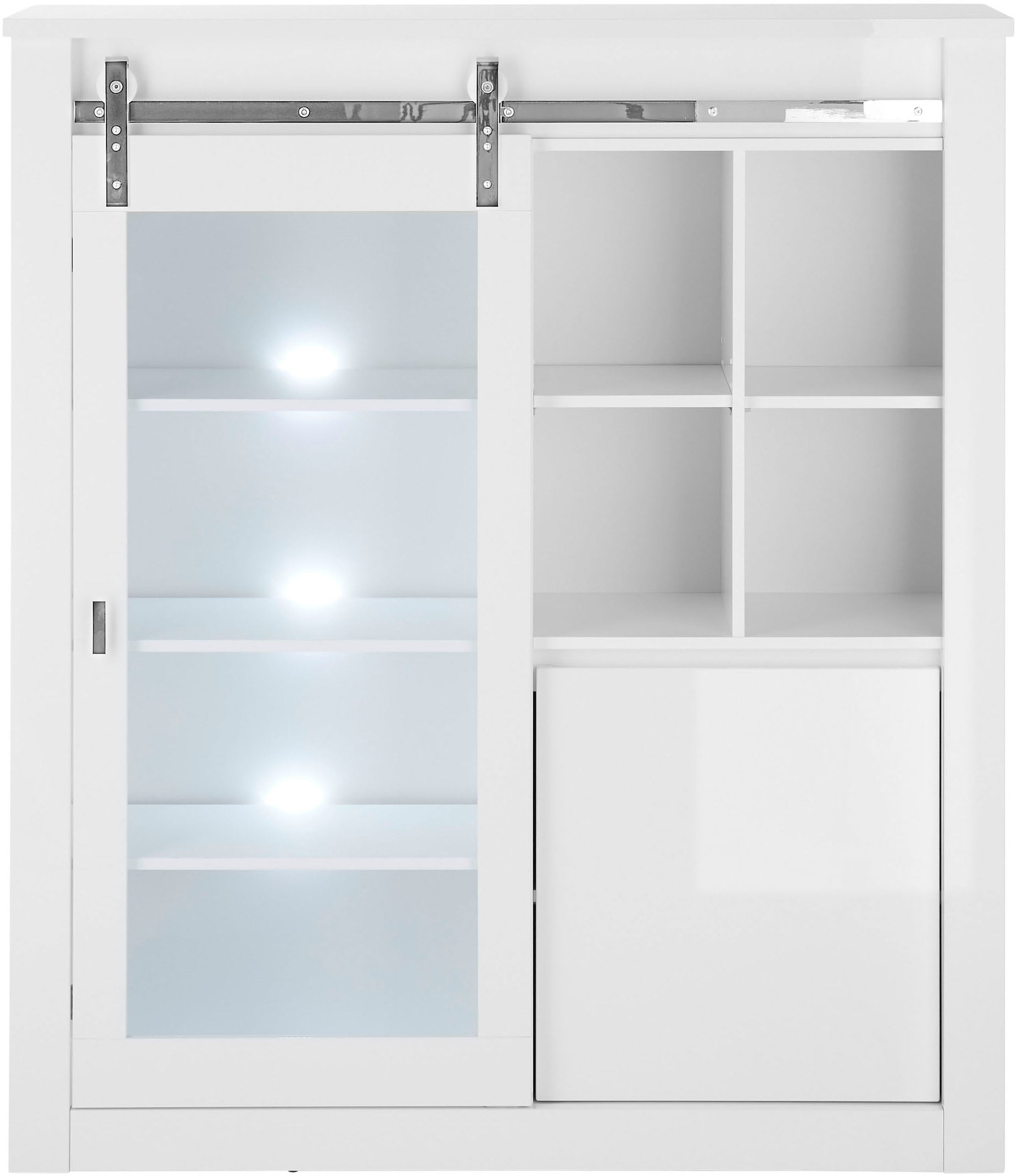 Home affaire Vitrine »Daytona, moderner Hochschrank, Glasvitrine in Weiß Hochglanz«