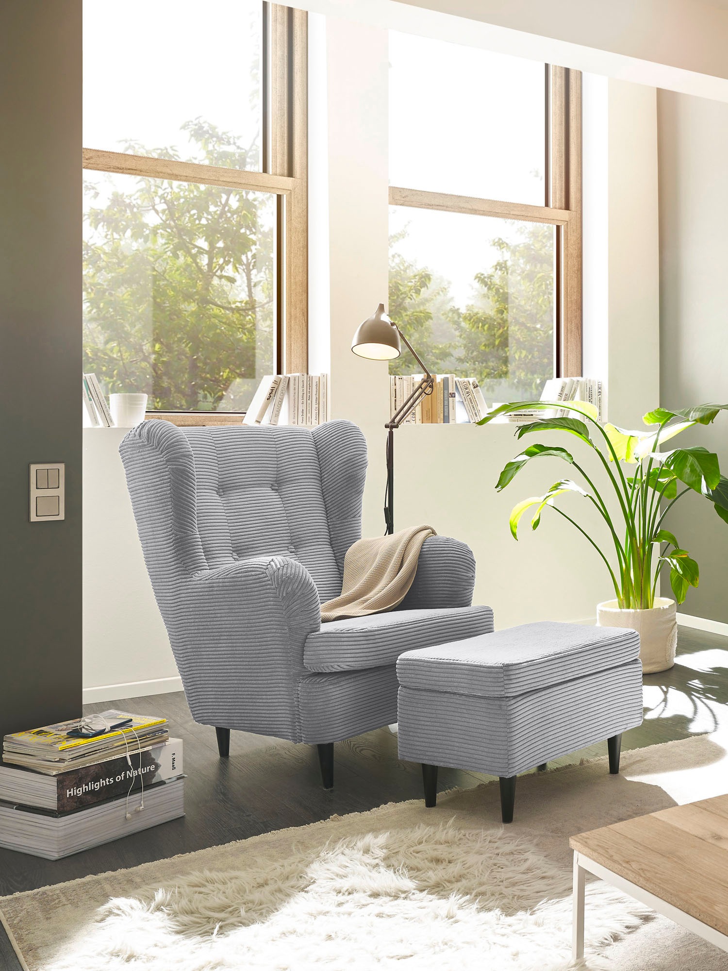 ED EXCITING DESIGN Hocker »Oskar«, mit Massivholzfüßen günstig online kaufen