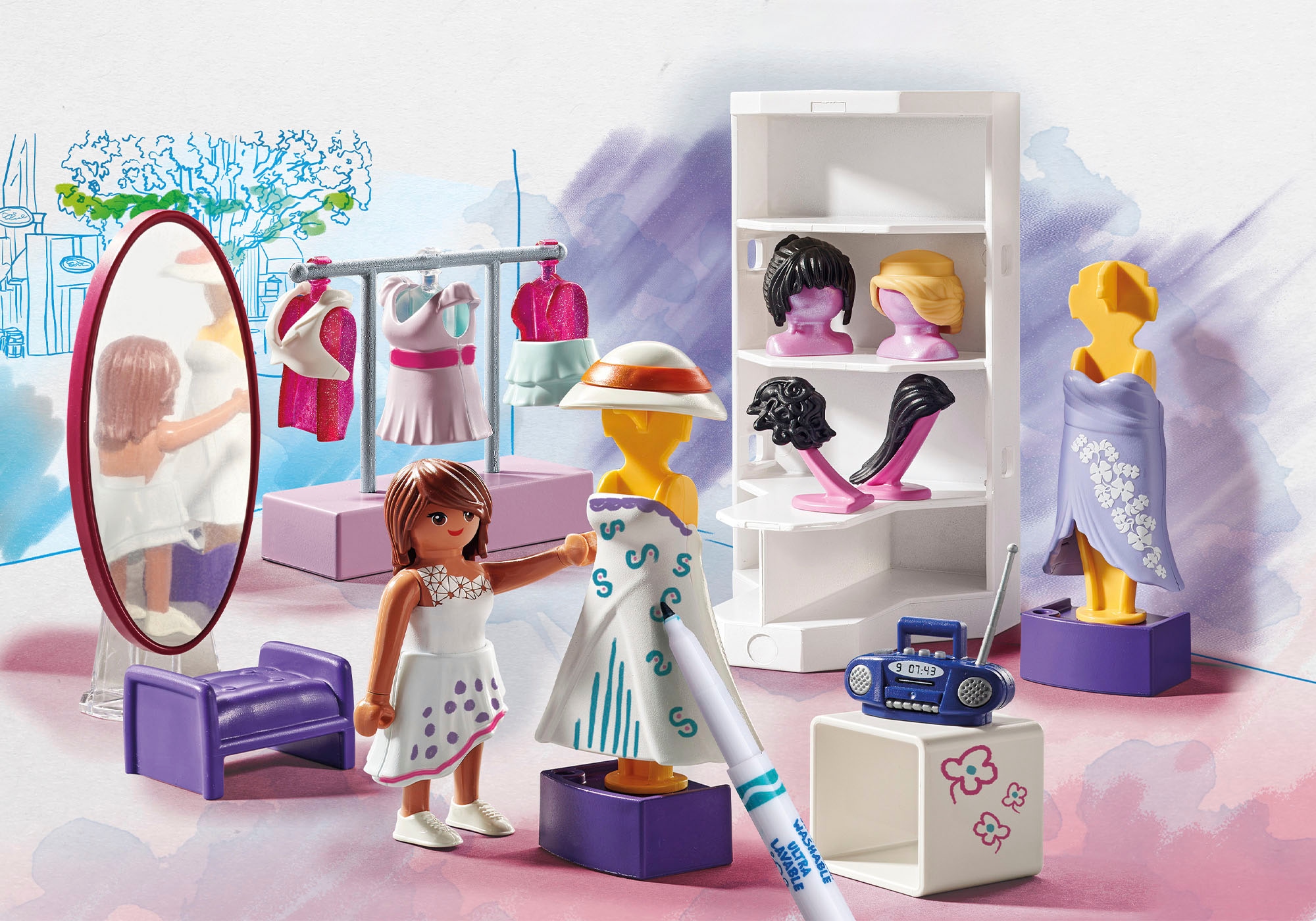 Playmobil® Konstruktions-Spielset »Fashion Design Set (71373), Color«, (45 St.)