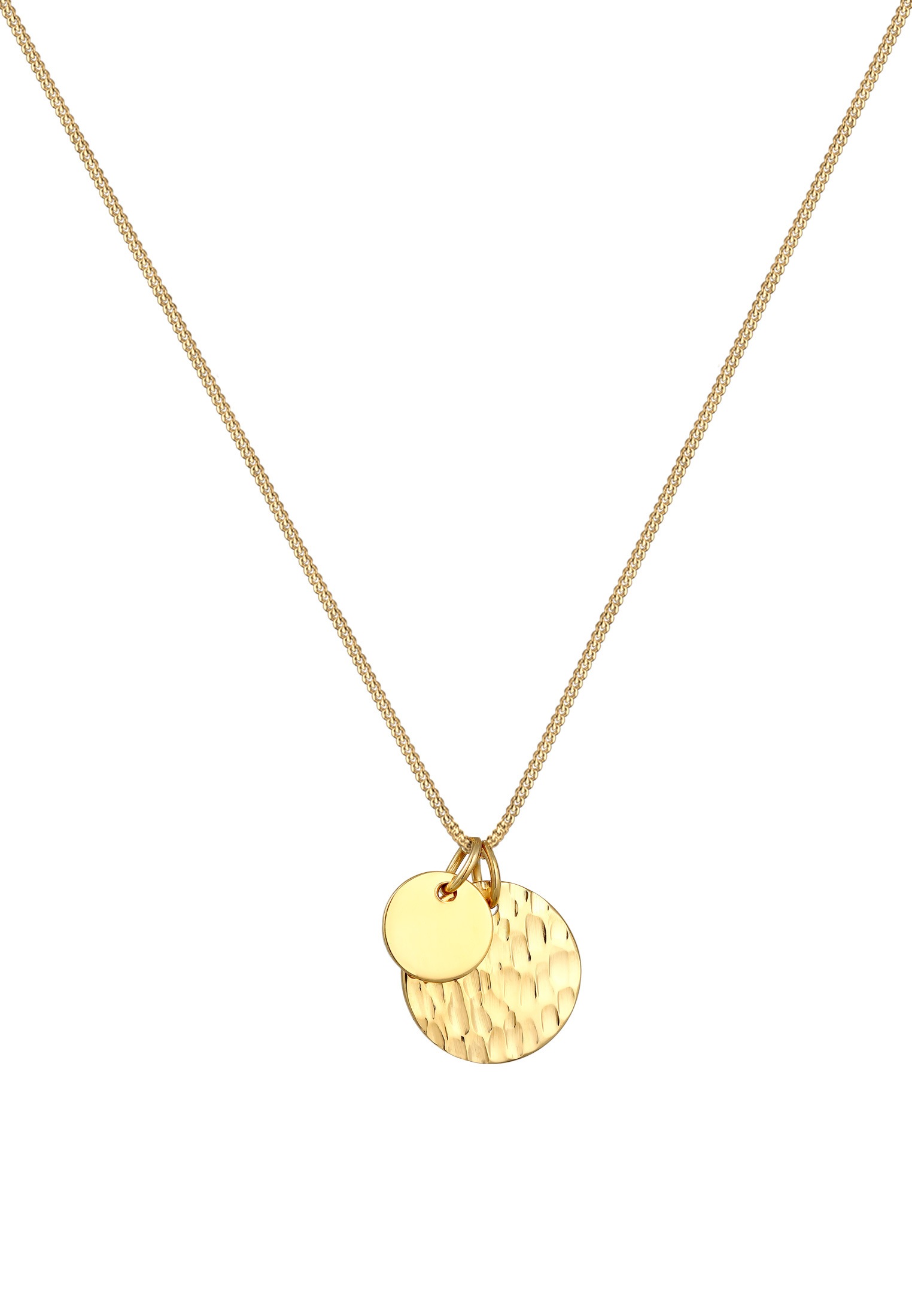 Elli Kette mit Anhänger »Plättchen Münzen Gehämmert Look 925 Silber«