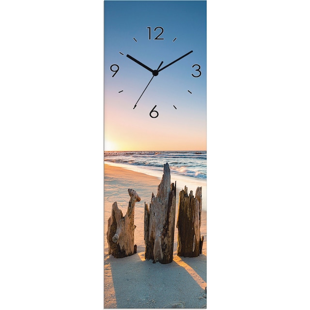 Artland Wanduhr »Glasuhr Sonnenuntergang Strand Wellenbrecher«, wahlweise  mit Quarz- oder Funkuhrwerk, lautlos ohne Tickgeräusche online bestellen