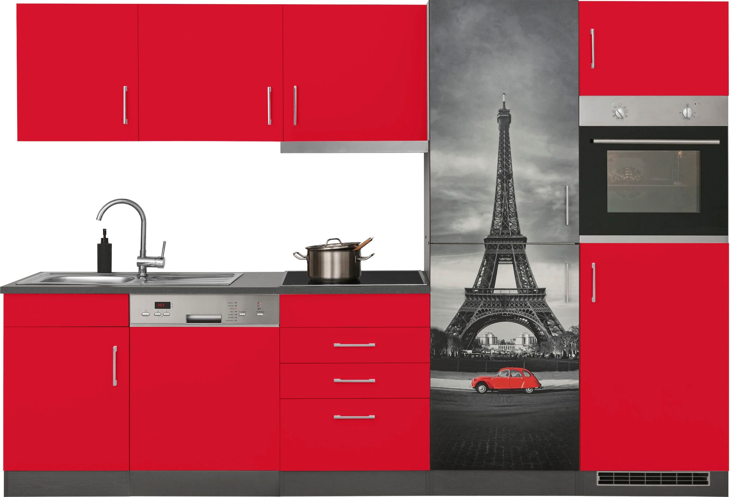 HELD MÖBEL Küchenzeile »Paris«, mit E-Geräten, Breite 290 cm, wahlweise mit  Induktionskochfeld auf Rechnung bestellen
