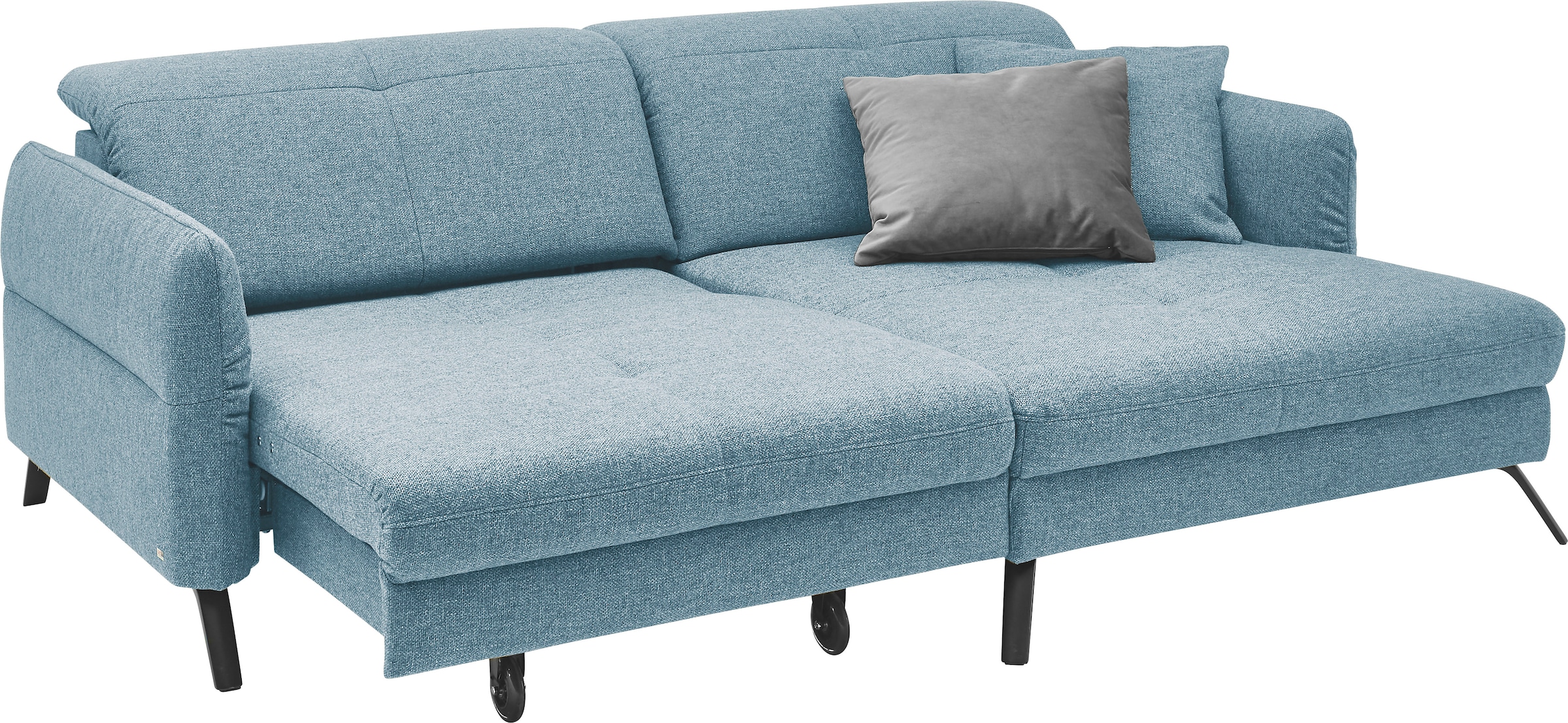 set one by Musterring Ecksofa »SO 4400 V«, wahlweise mit motorischer Bettfunktion & Kopfverstellung, Fuß schwarz