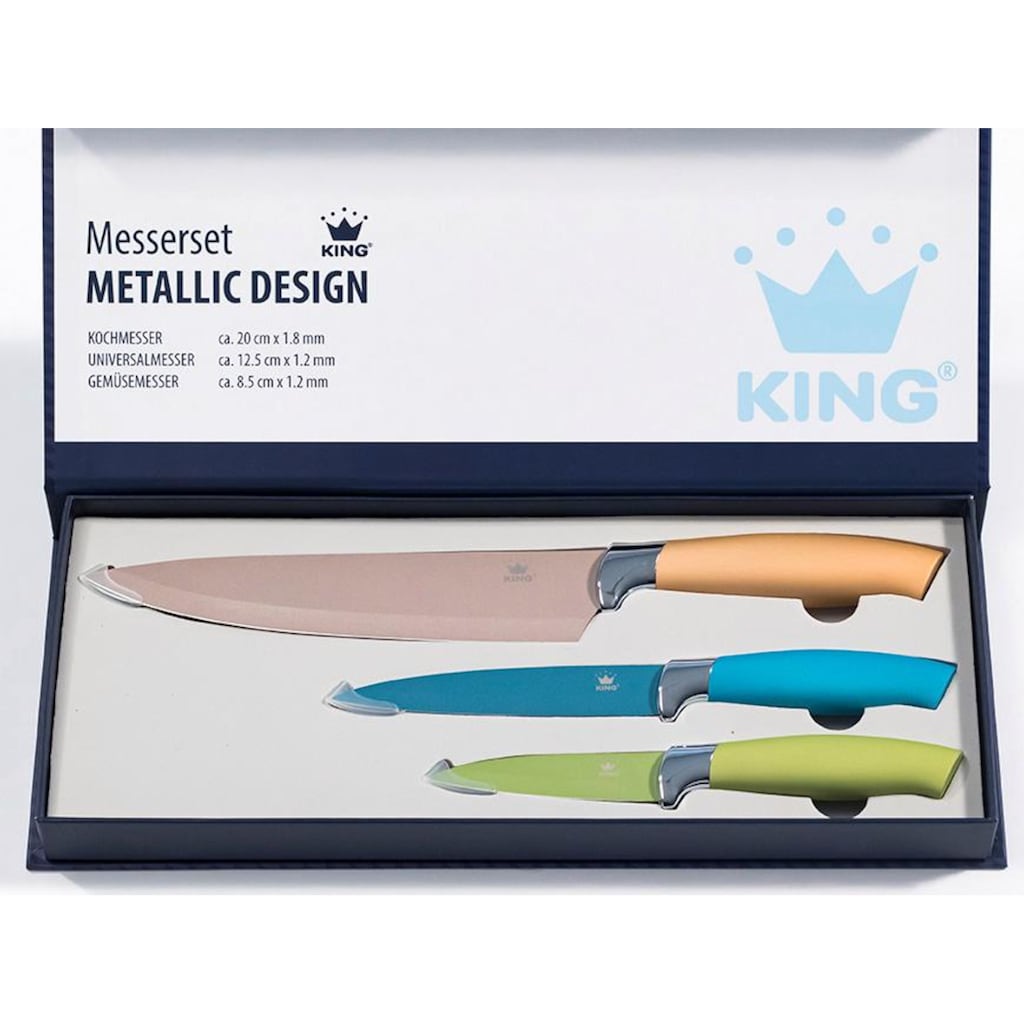 KING Messer-Set »Metallic«, (Set, 3 tlg.)