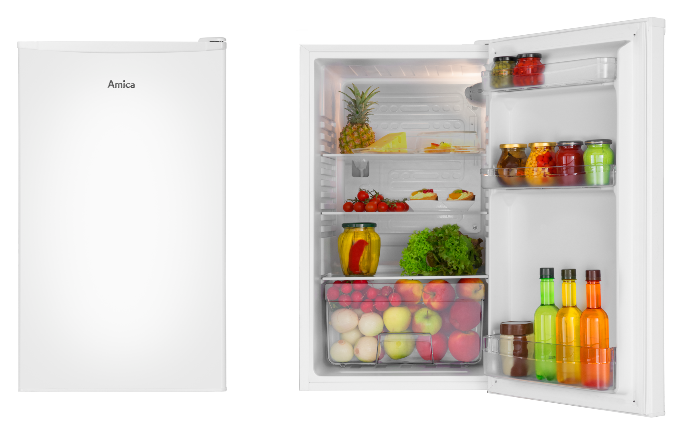 Amica Vollraumkühlschrank »VKS 351 155 W« 85 cm hoch 48 cm breit Stilvoll, leise, perfekt organisiert – ideal für kleine Räume